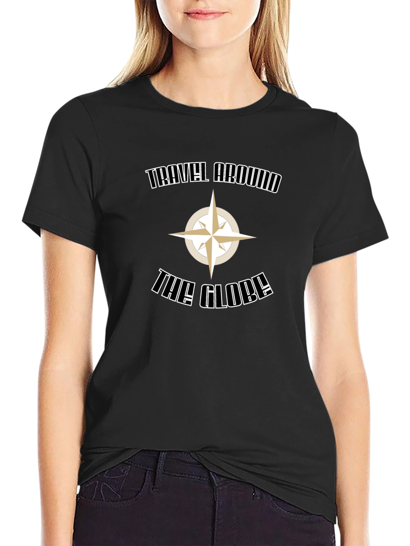 Travel Around the Globe Black Graphic Tee