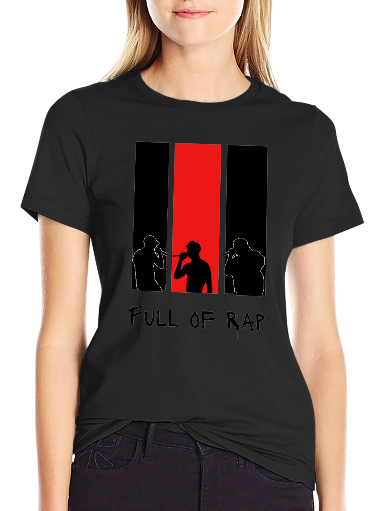 Full Of Rap Black Graphic T-Shirt