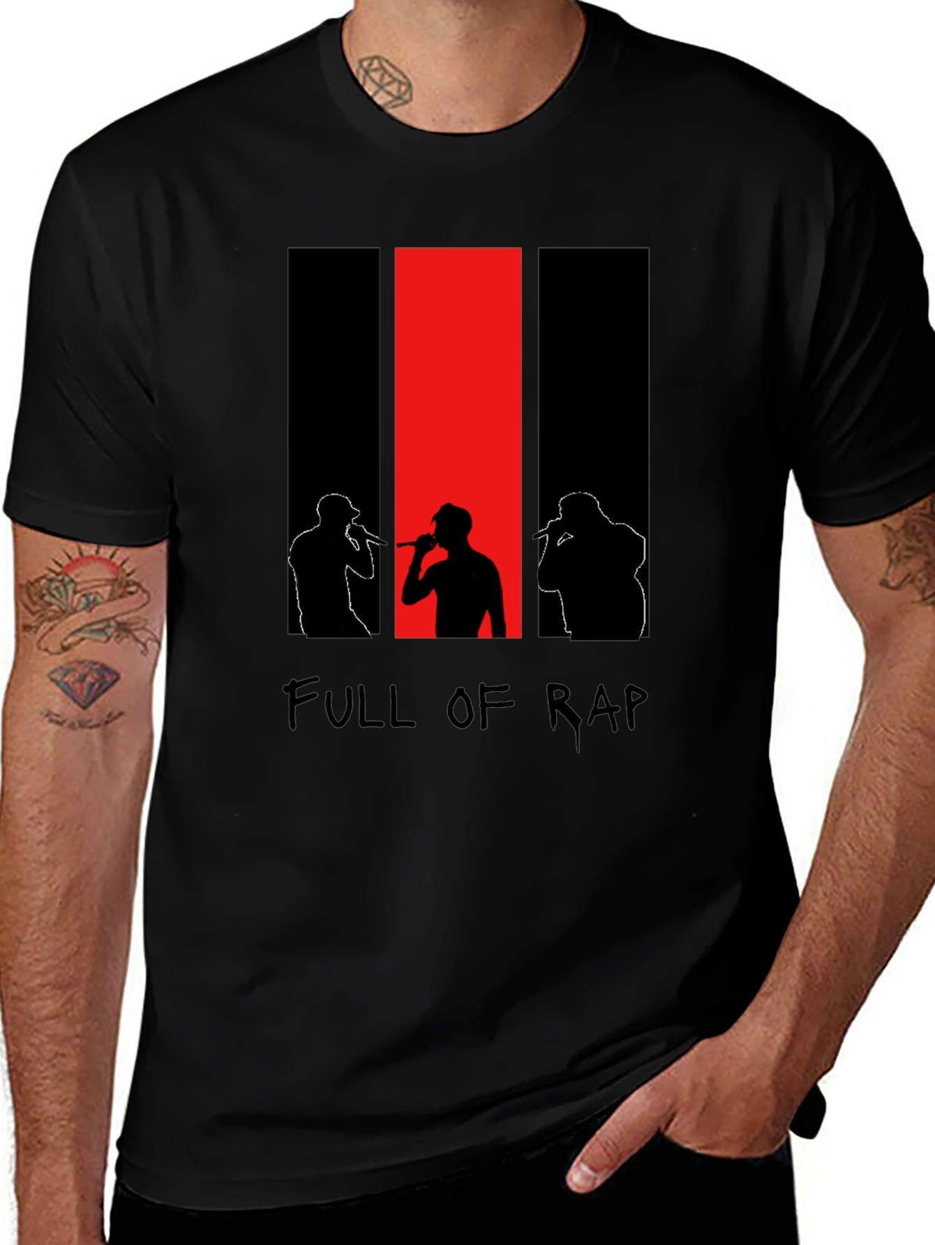 Full Of Rap Black Graphic T-Shirt