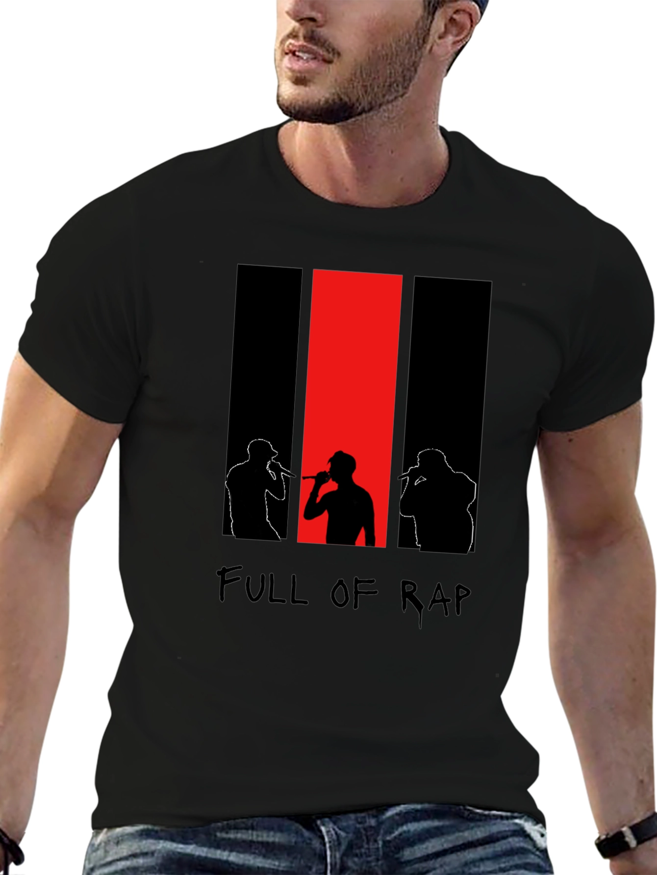 Full Of Rap Black Graphic T-Shirt