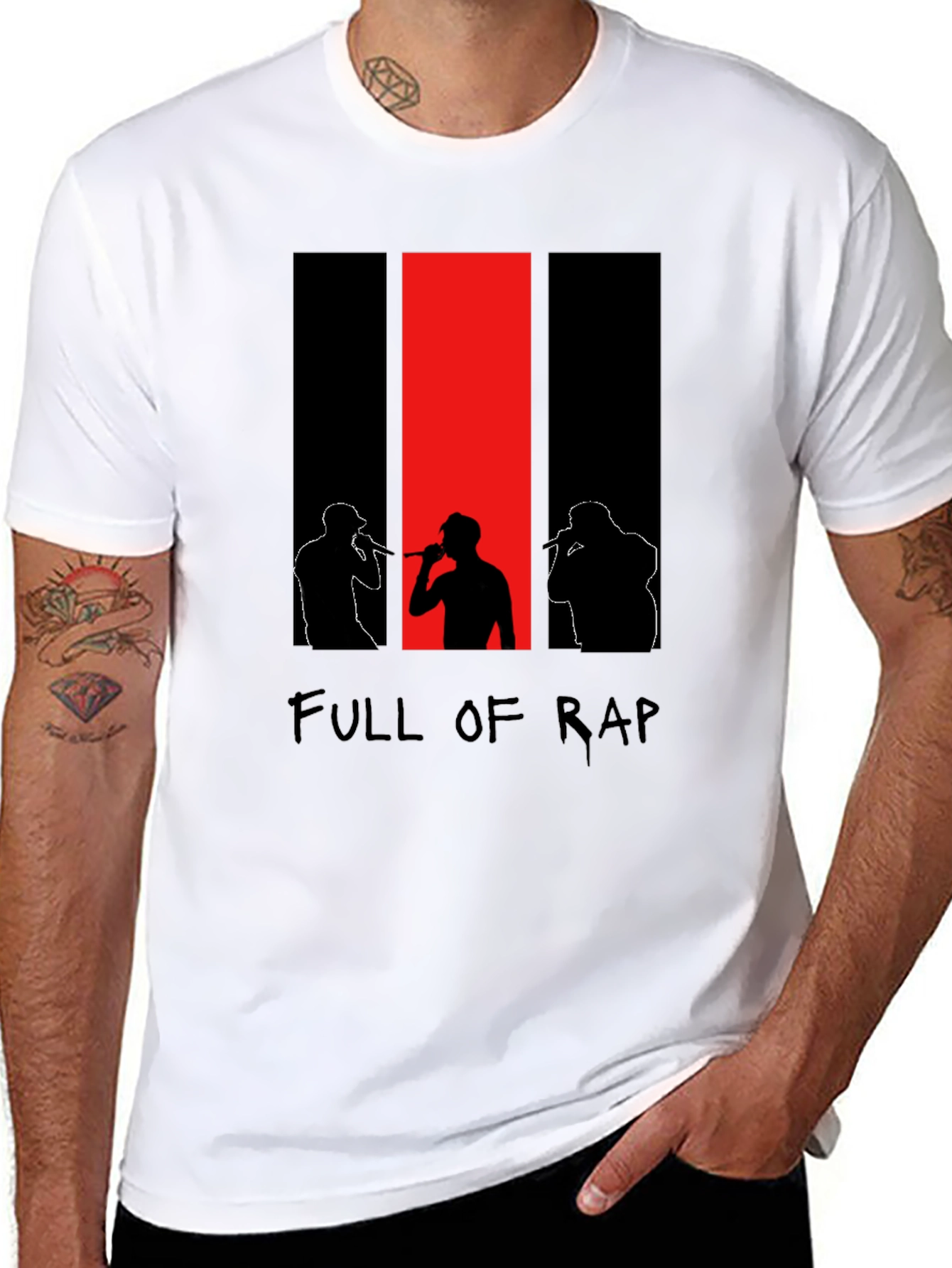 Full Of Rap Black Graphic T-Shirt