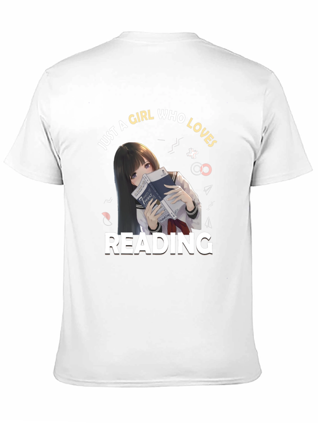 Anime Girl Reading Black T-Shirt