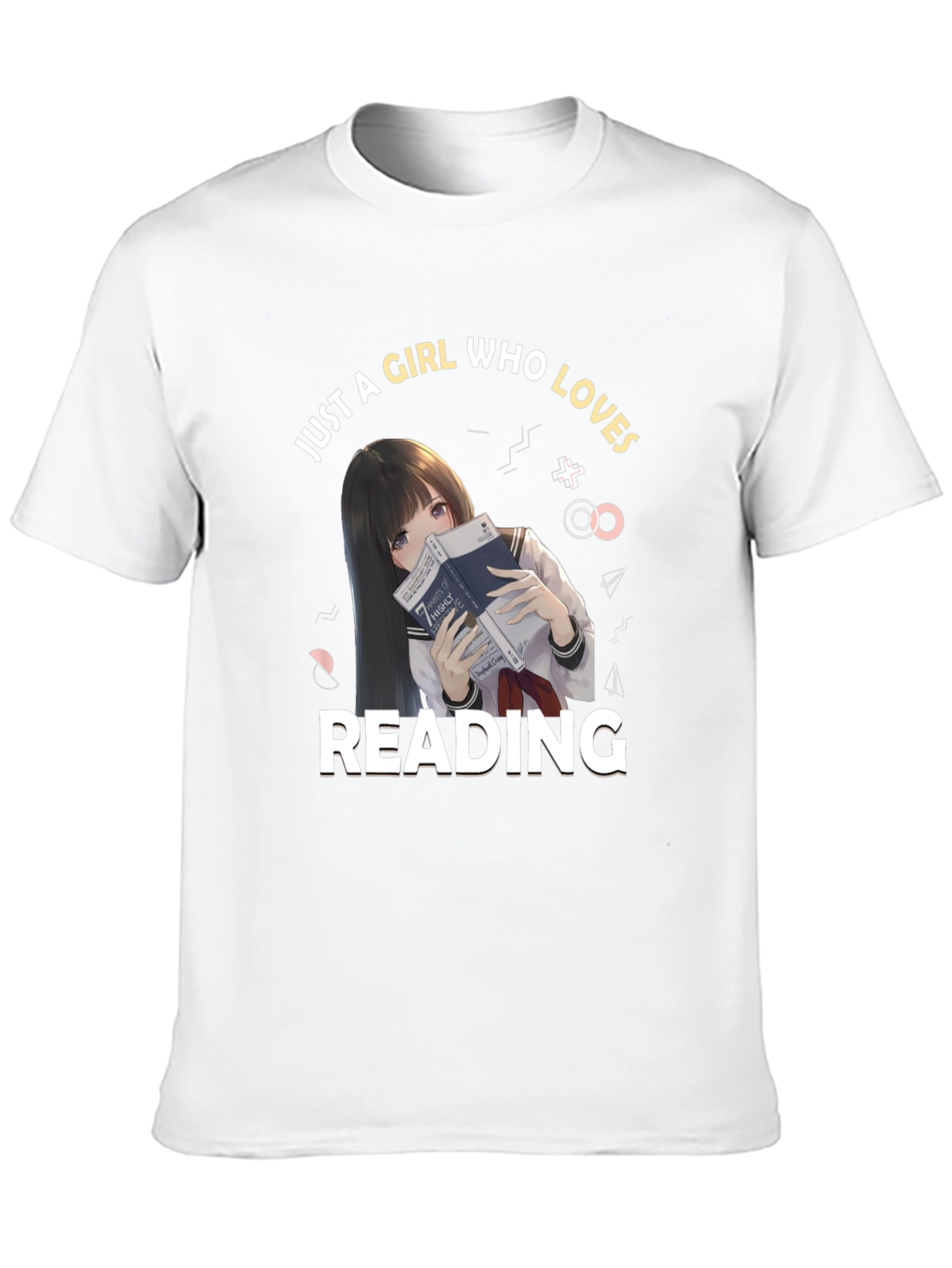 Anime Girl Reading Black T-Shirt
