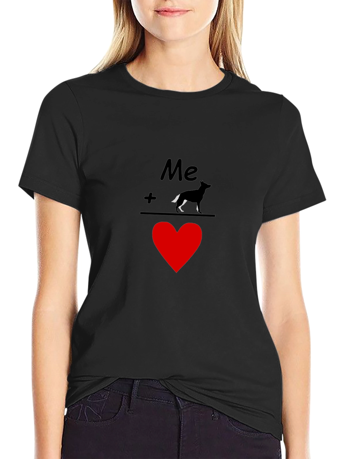 Me Plus Dog Equals Love Graphic Tee - Black