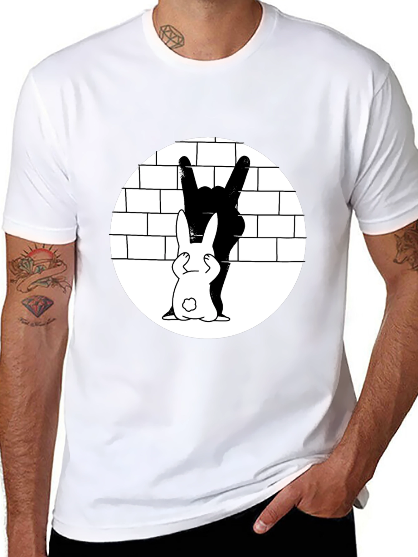 Rabbit Shadow Rocker T-Shirt - Unique Graphic Tee