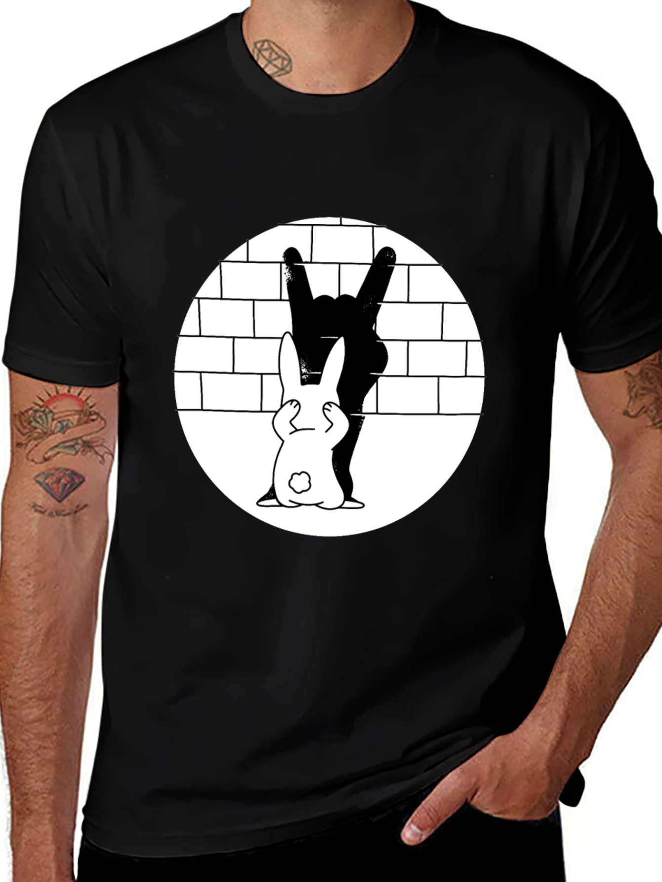 Rabbit Shadow Rocker T-Shirt - Unique Graphic Tee