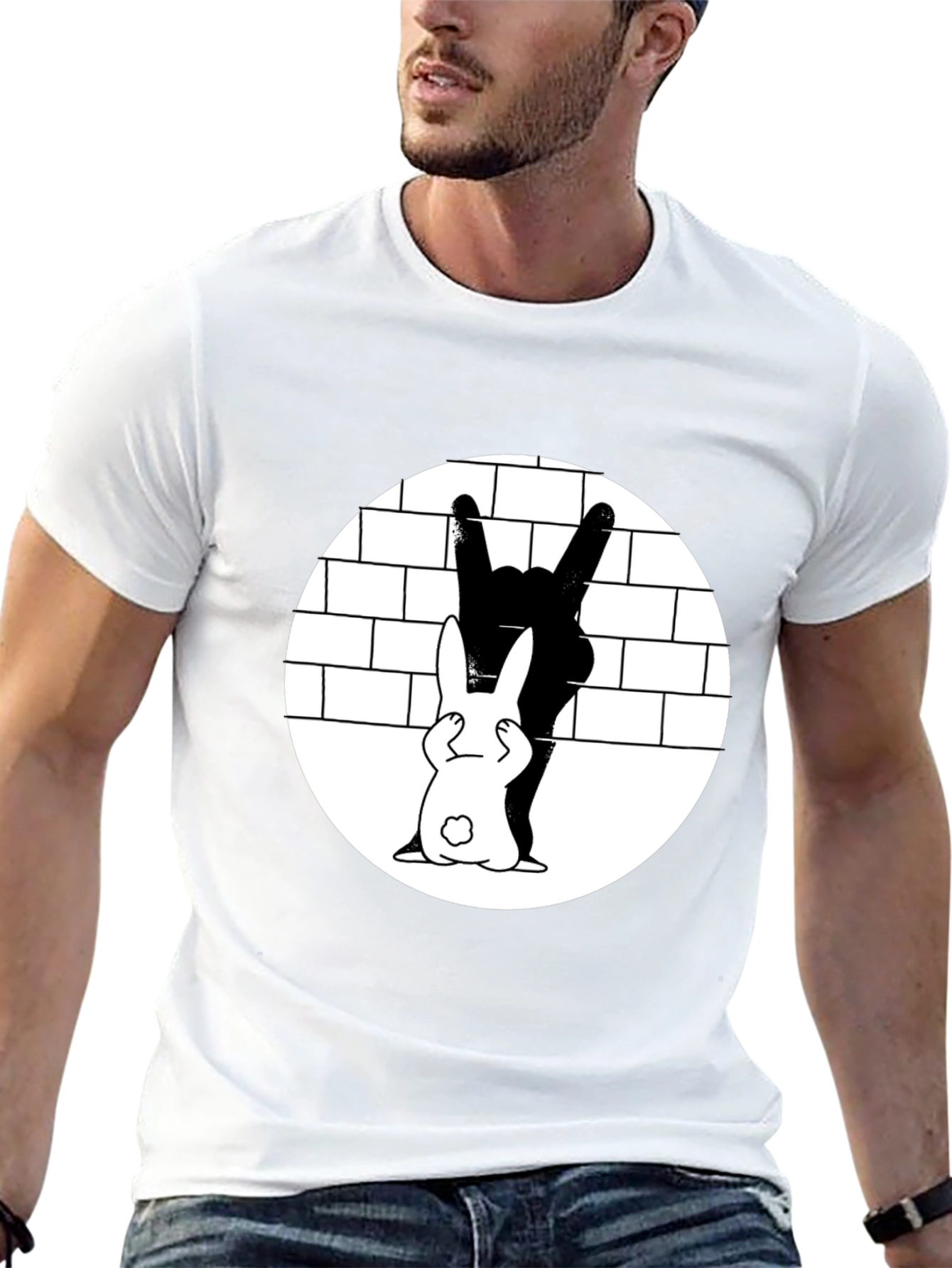 Rabbit Shadow Rocker T-Shirt - Unique Graphic Tee