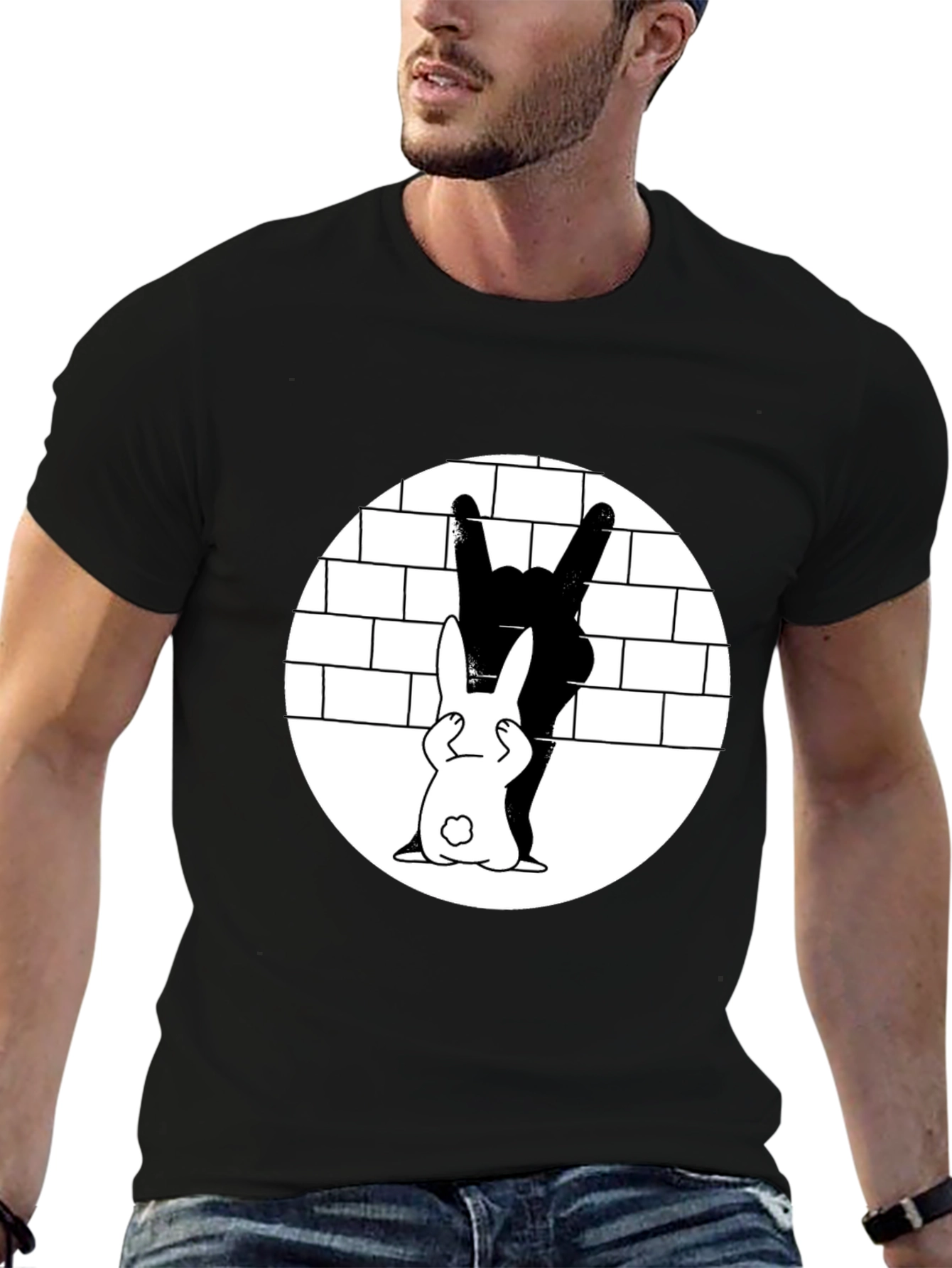 Rabbit Shadow Rocker T-Shirt - Unique Graphic Tee