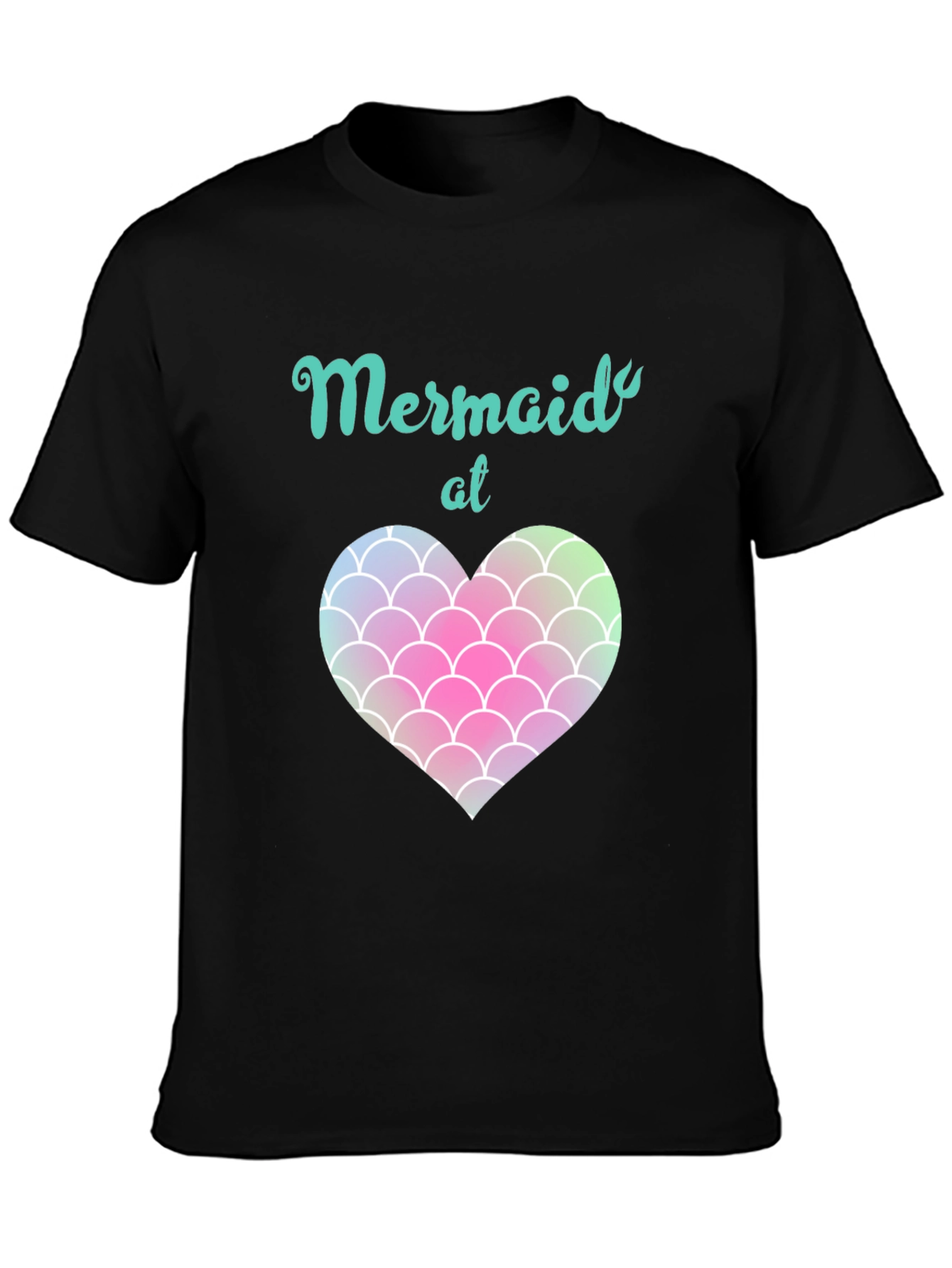 Mermaid at Heart Black T-Shirt