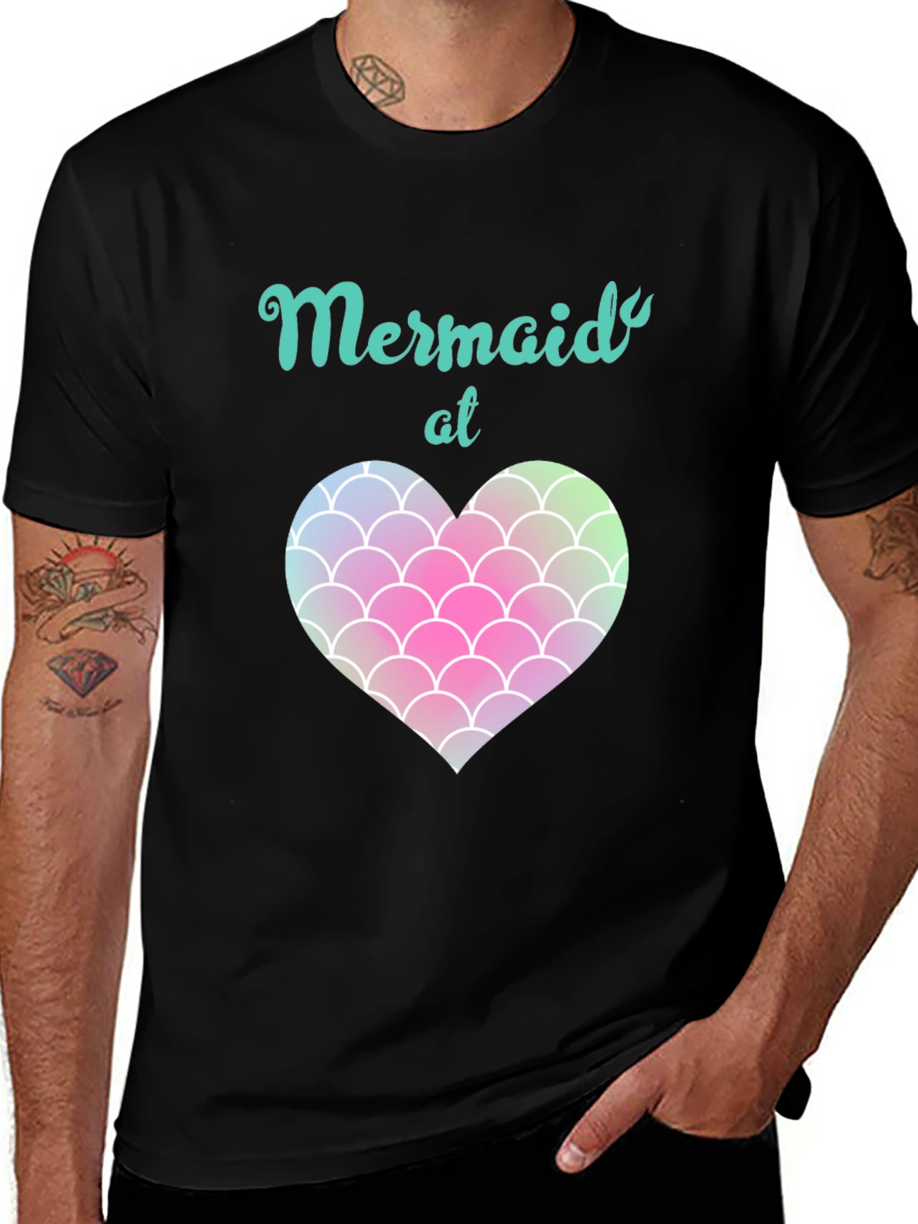 Mermaid at Heart Black T-Shirt