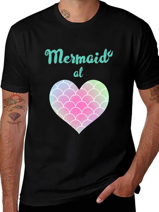 Mermaid at Heart Black T-Shirt