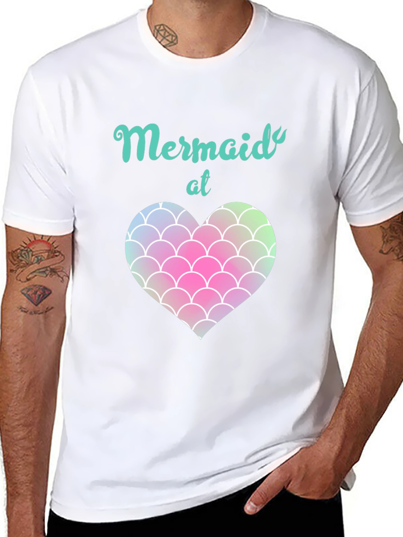 Mermaid at Heart Black T-Shirt