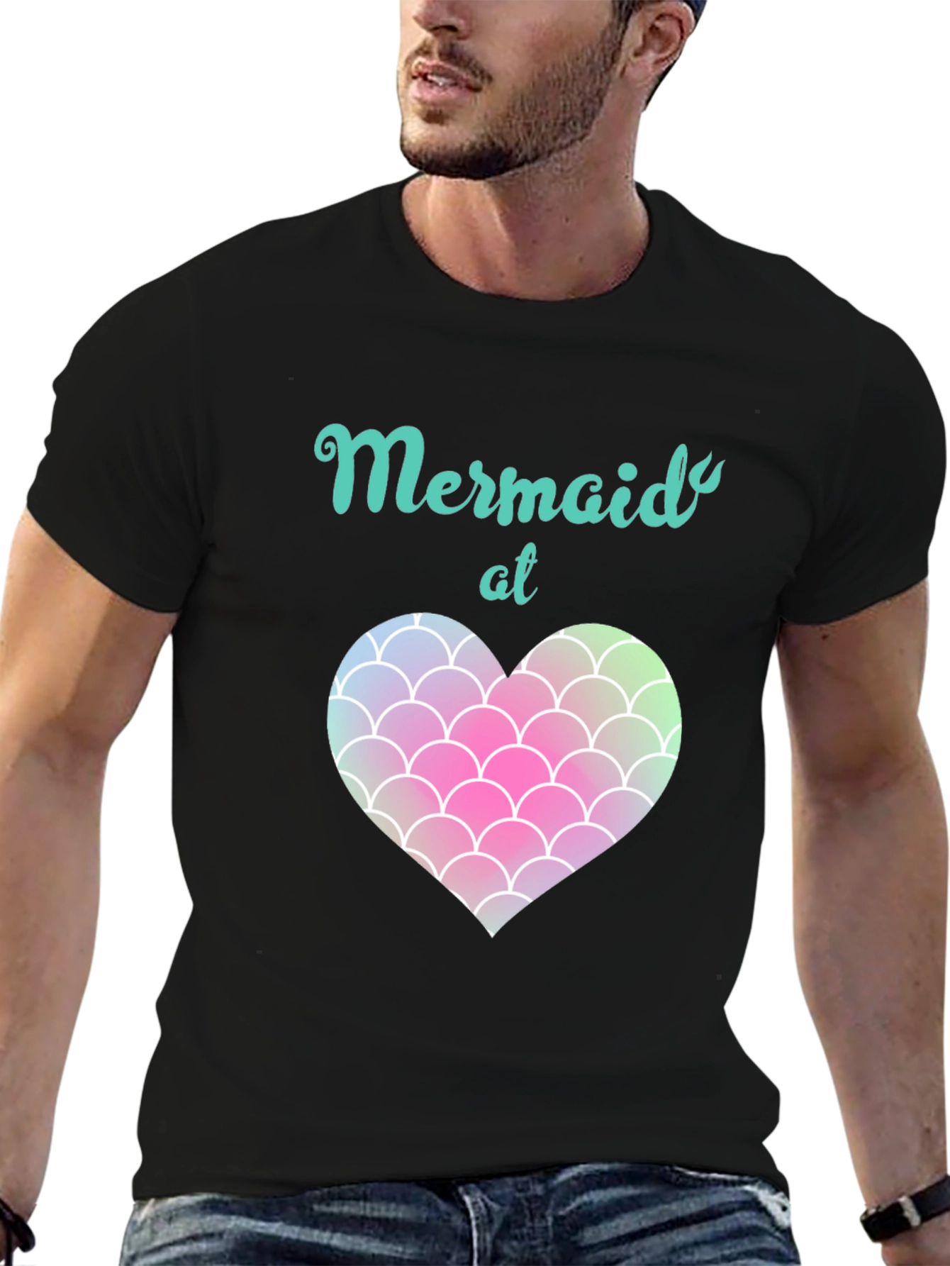 Mermaid at Heart Black T-Shirt