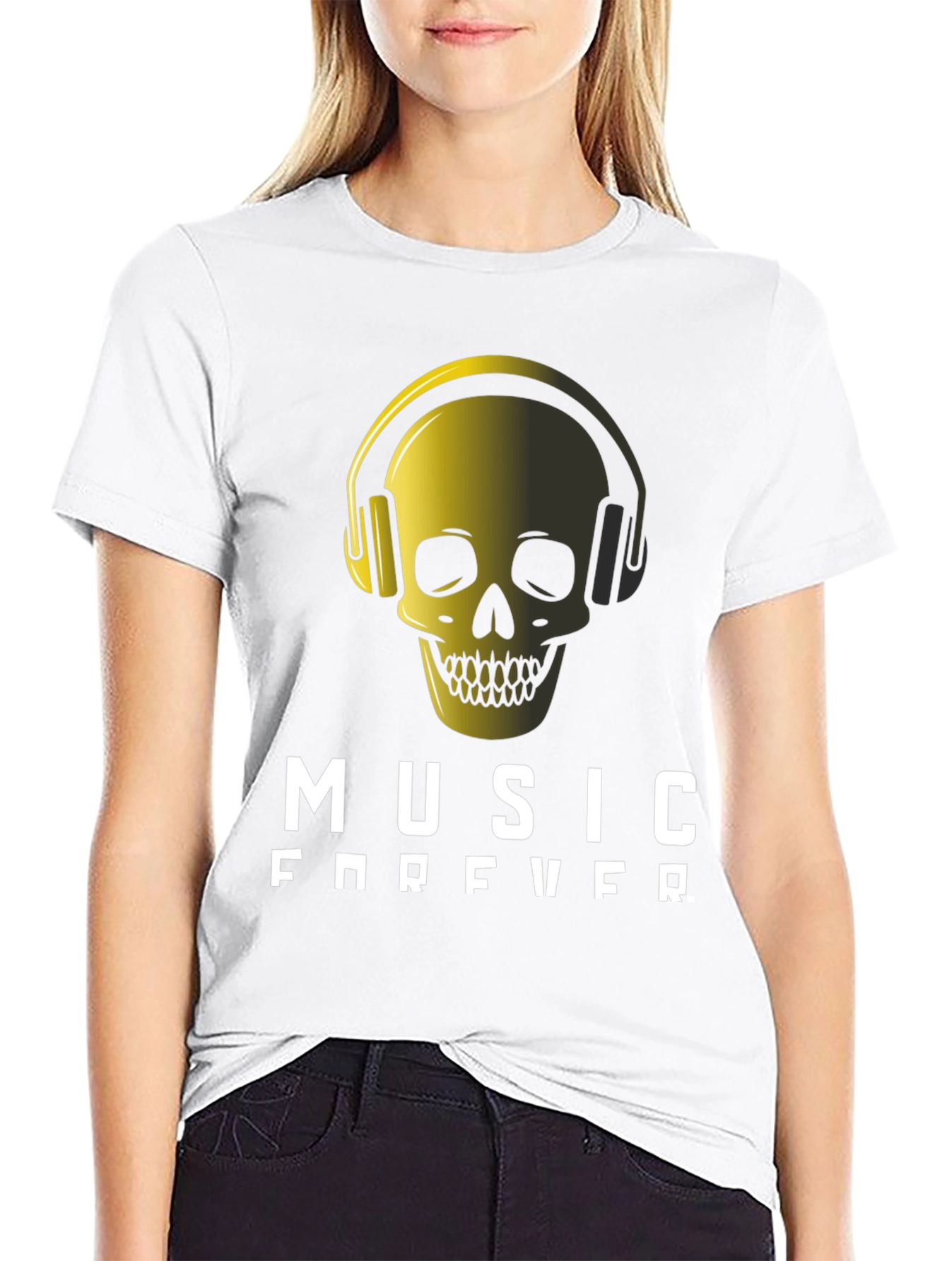 Music Forever Skull Graphic T-Shirt