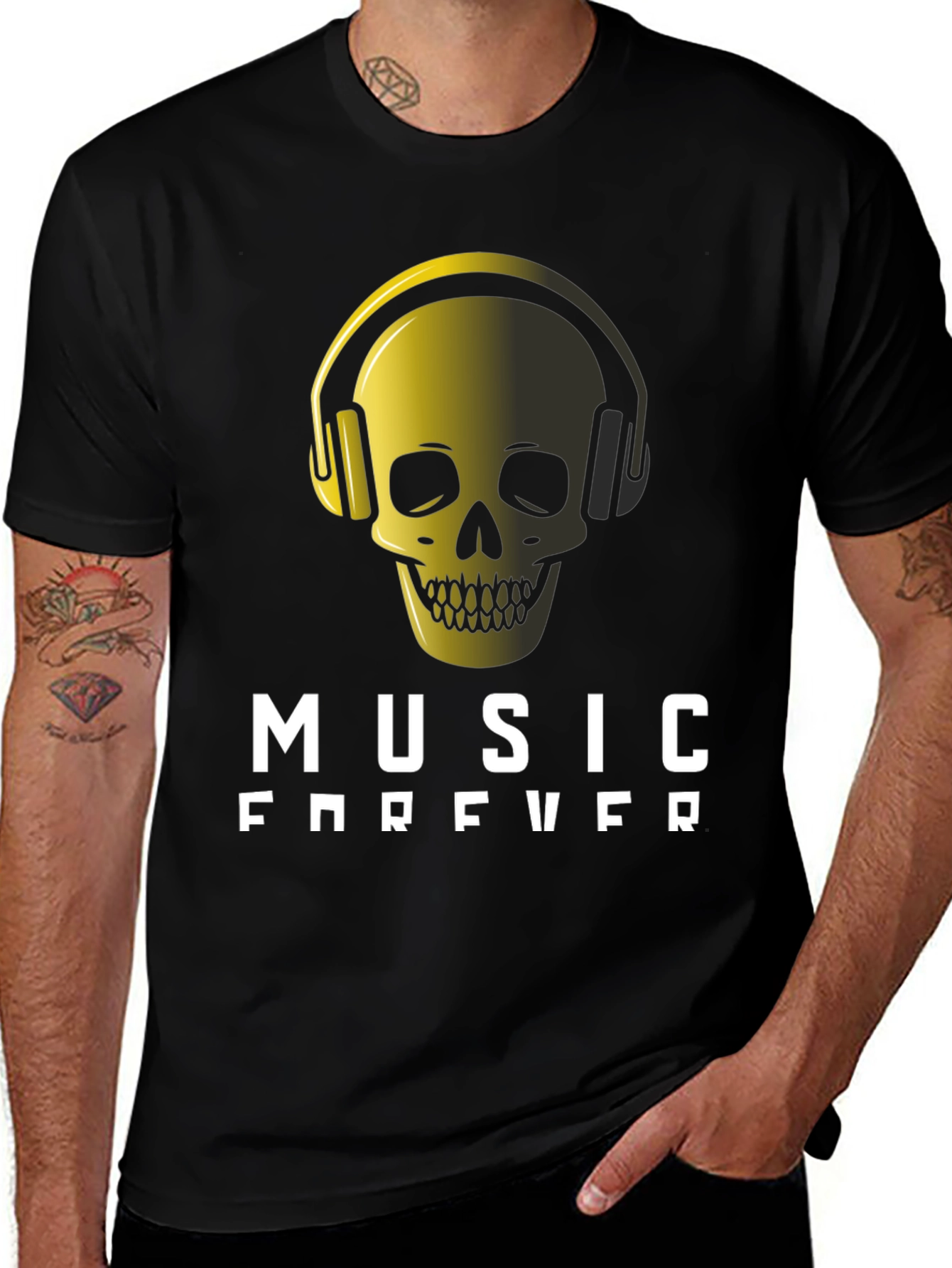 Music Forever Skull Graphic T-Shirt