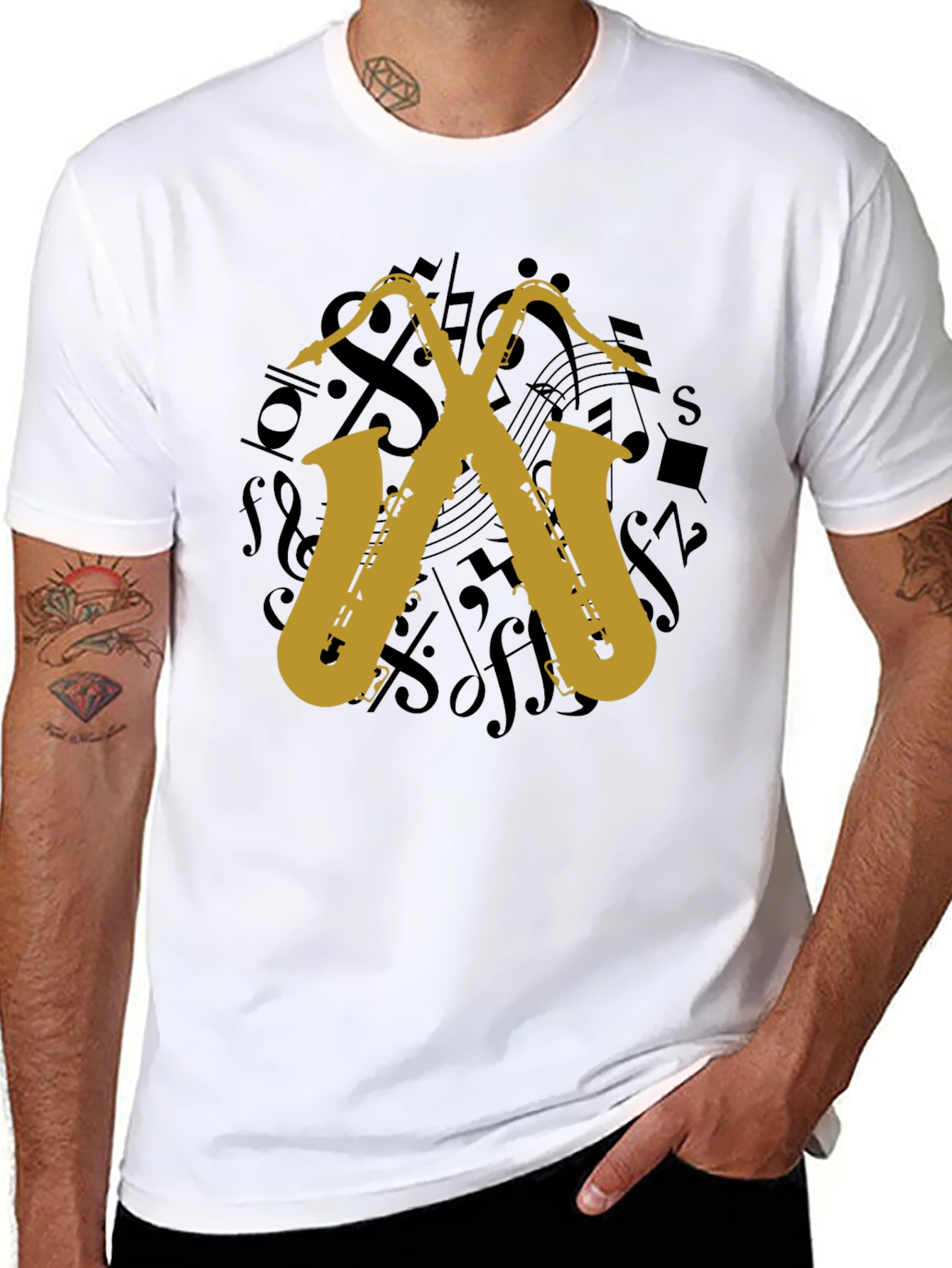 Saxophone Music Notes T-Shirt - Musician Style