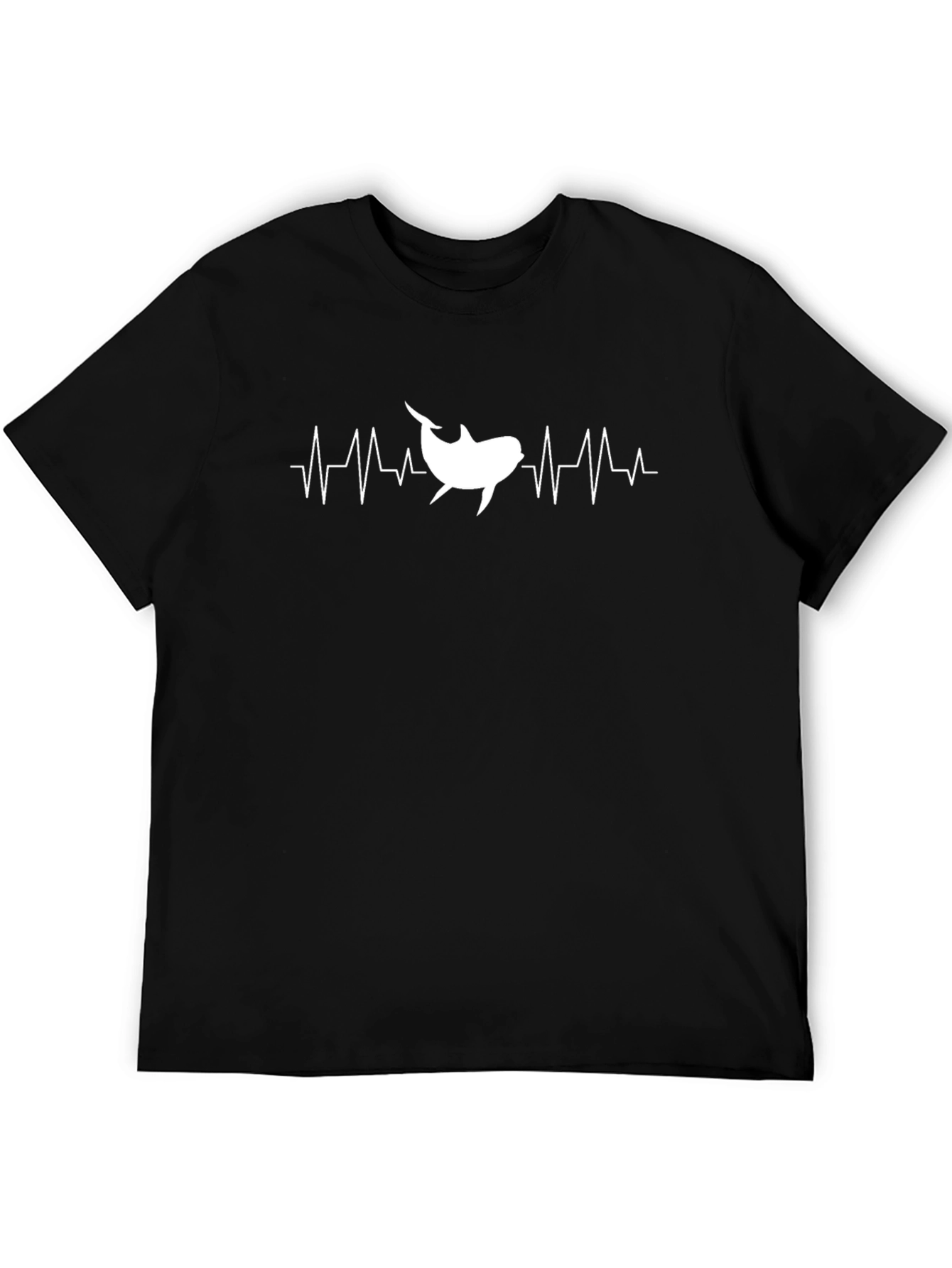Shark Heartbeat Graphic T-Shirt - Black Cotton Tee