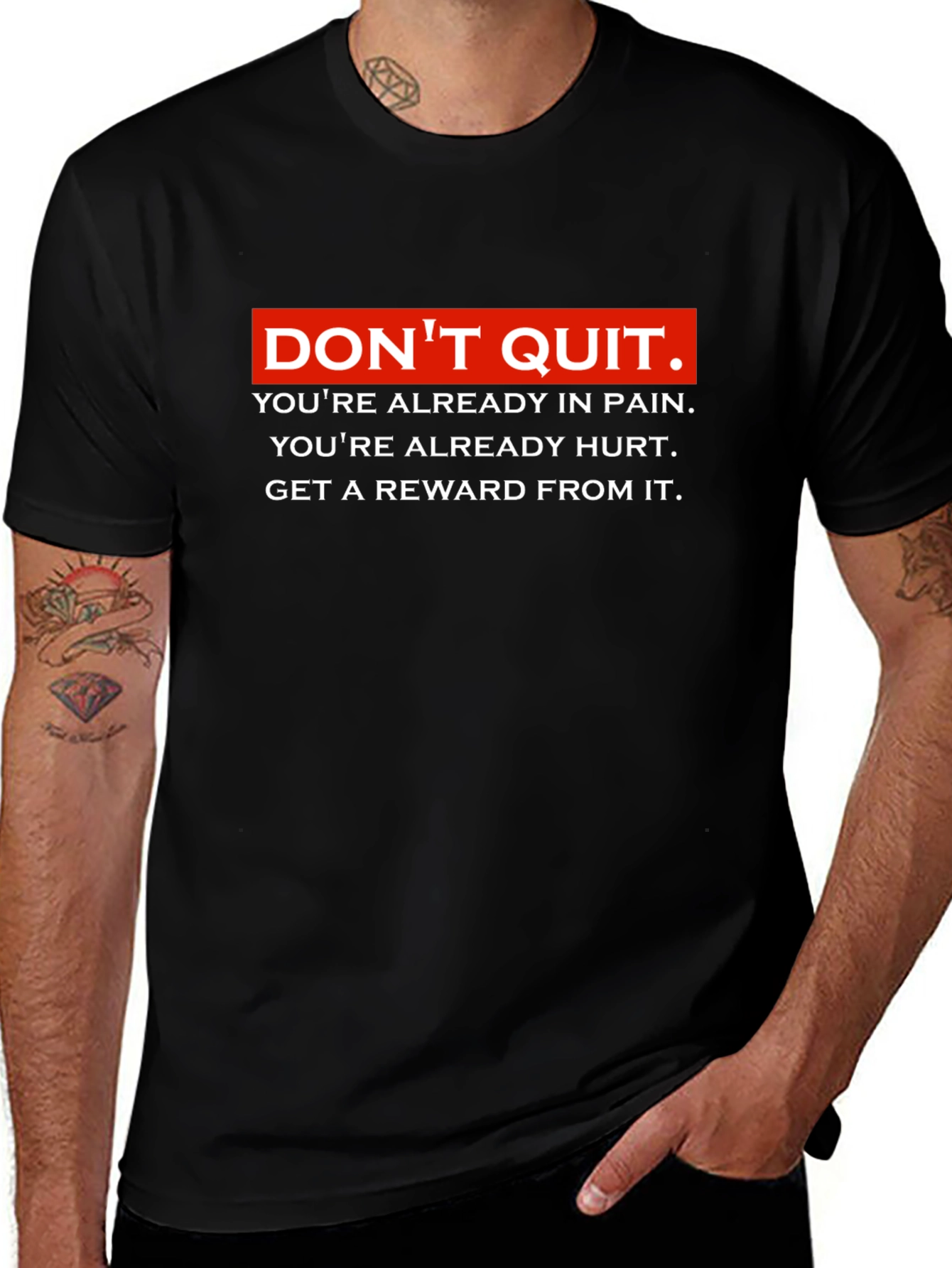 Motivational Dont Quit Graphic Black T-Shirt