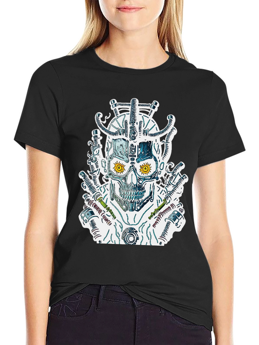 Steampunk Skull Graphic Tee - Black