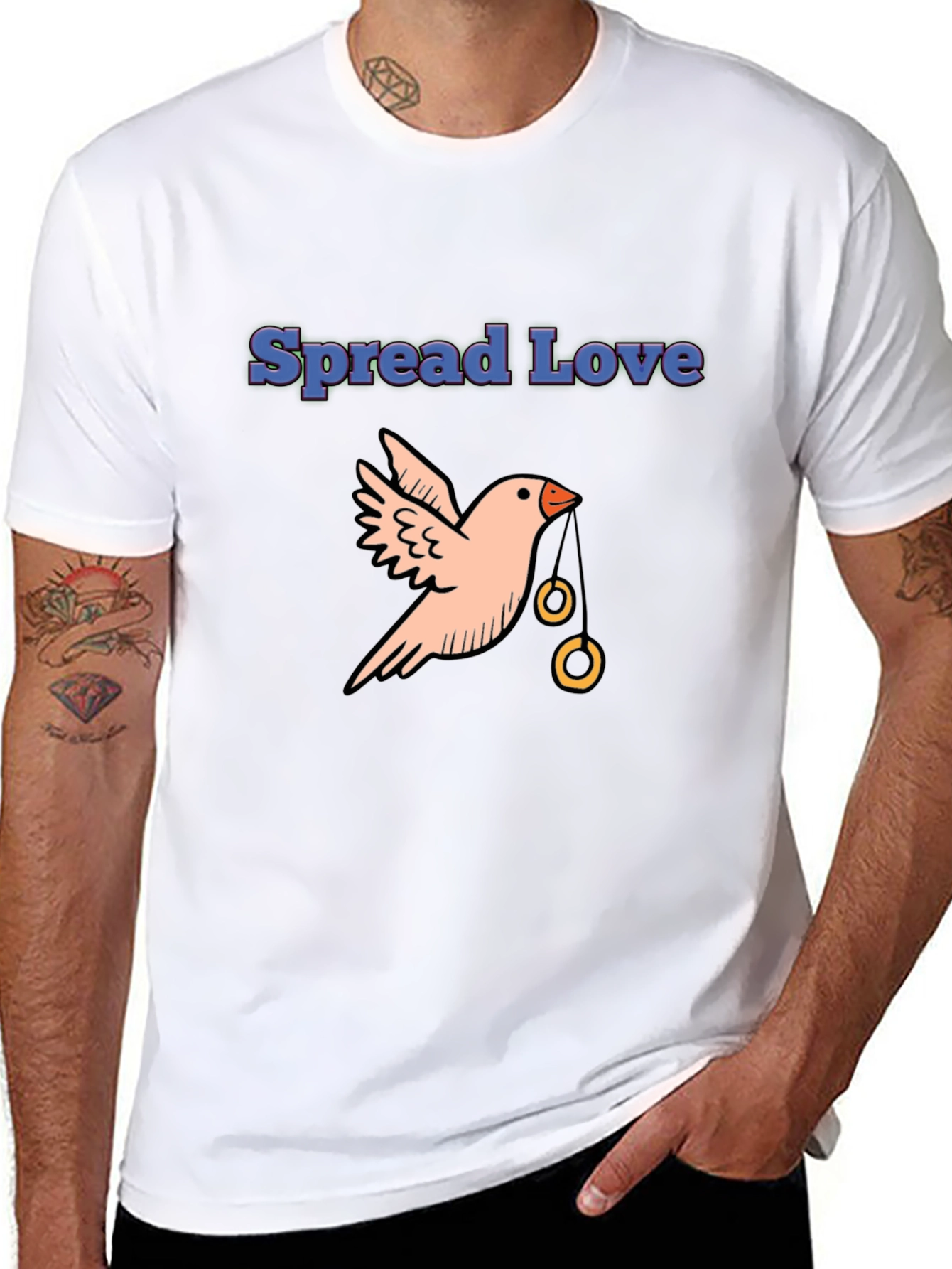 Spread Love Bird Graphic Tee - Black Cotton Casual