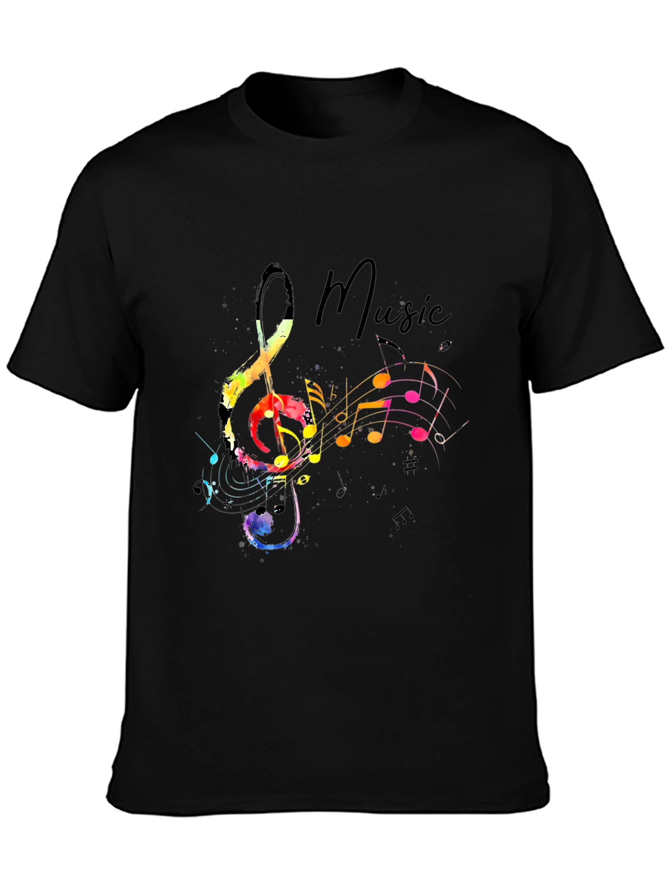 Music Note Graphic Black T-Shirt