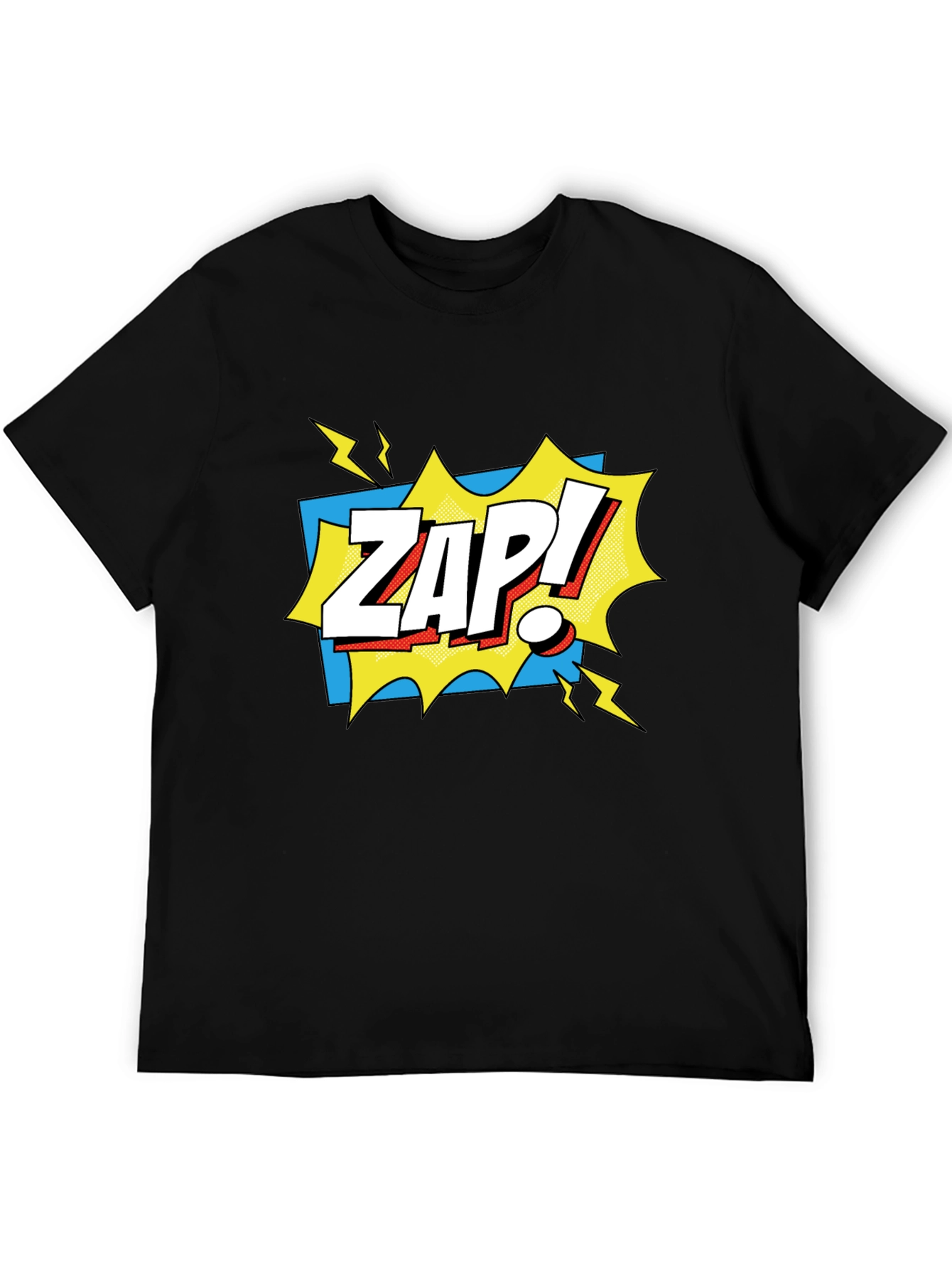 Zap! Graphic Tee - Comic Book Style Black T-Shirt