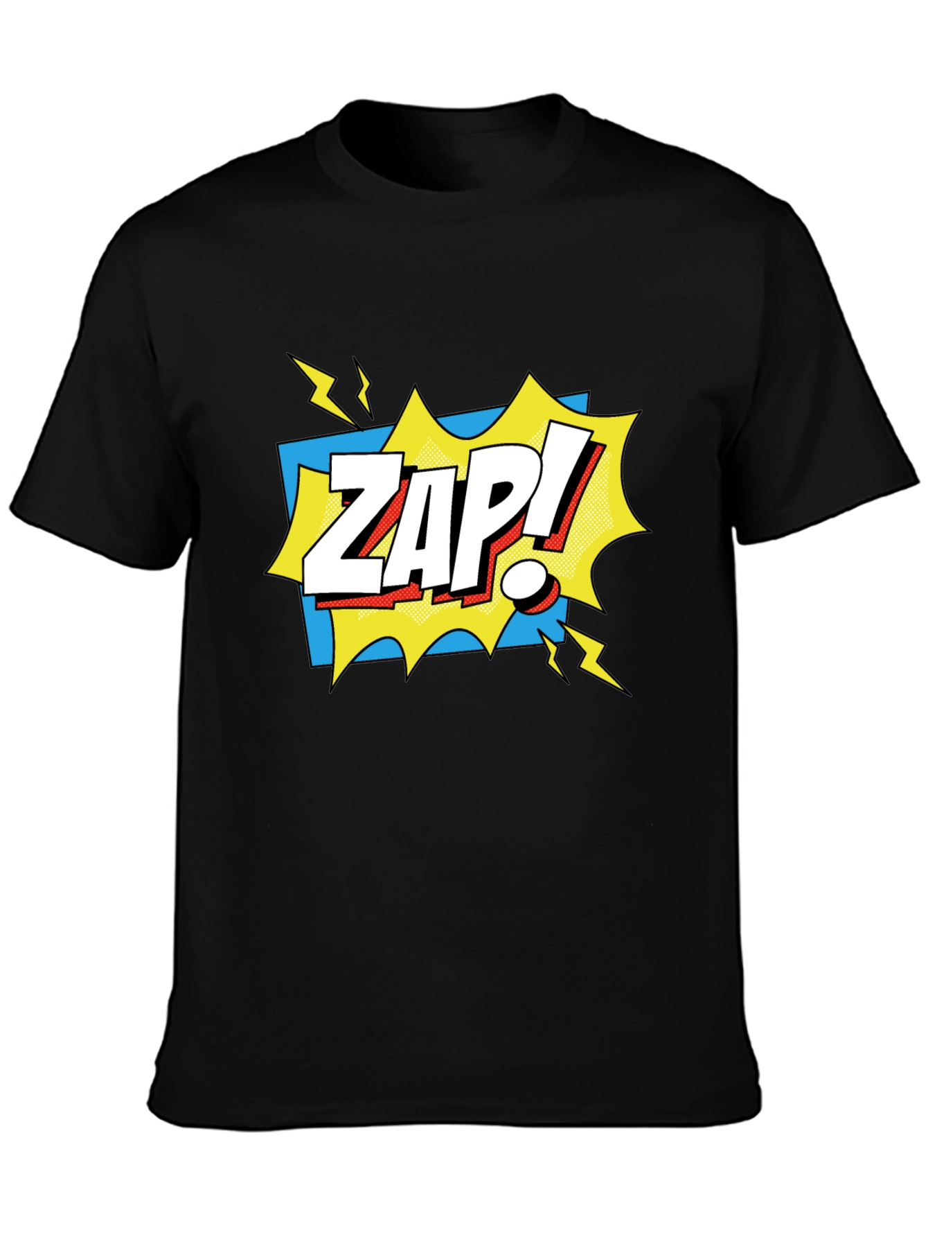 Zap! Graphic Tee - Comic Book Style Black T-Shirt