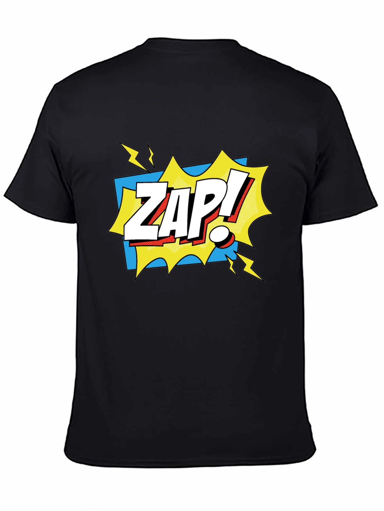 Zap! Graphic Tee - Comic Book Style Black T-Shirt