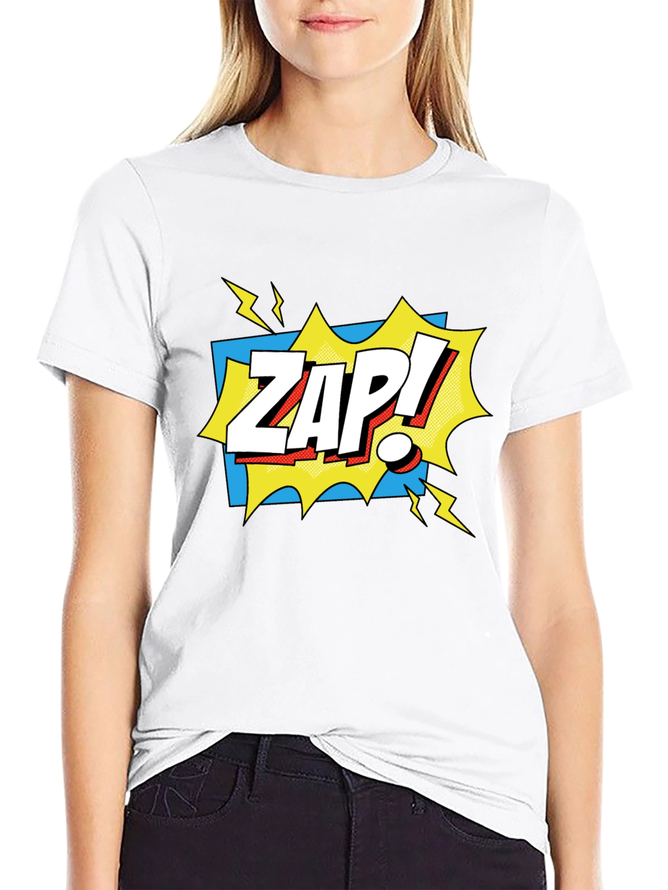Zap! Graphic Tee - Comic Book Style Black T-Shirt
