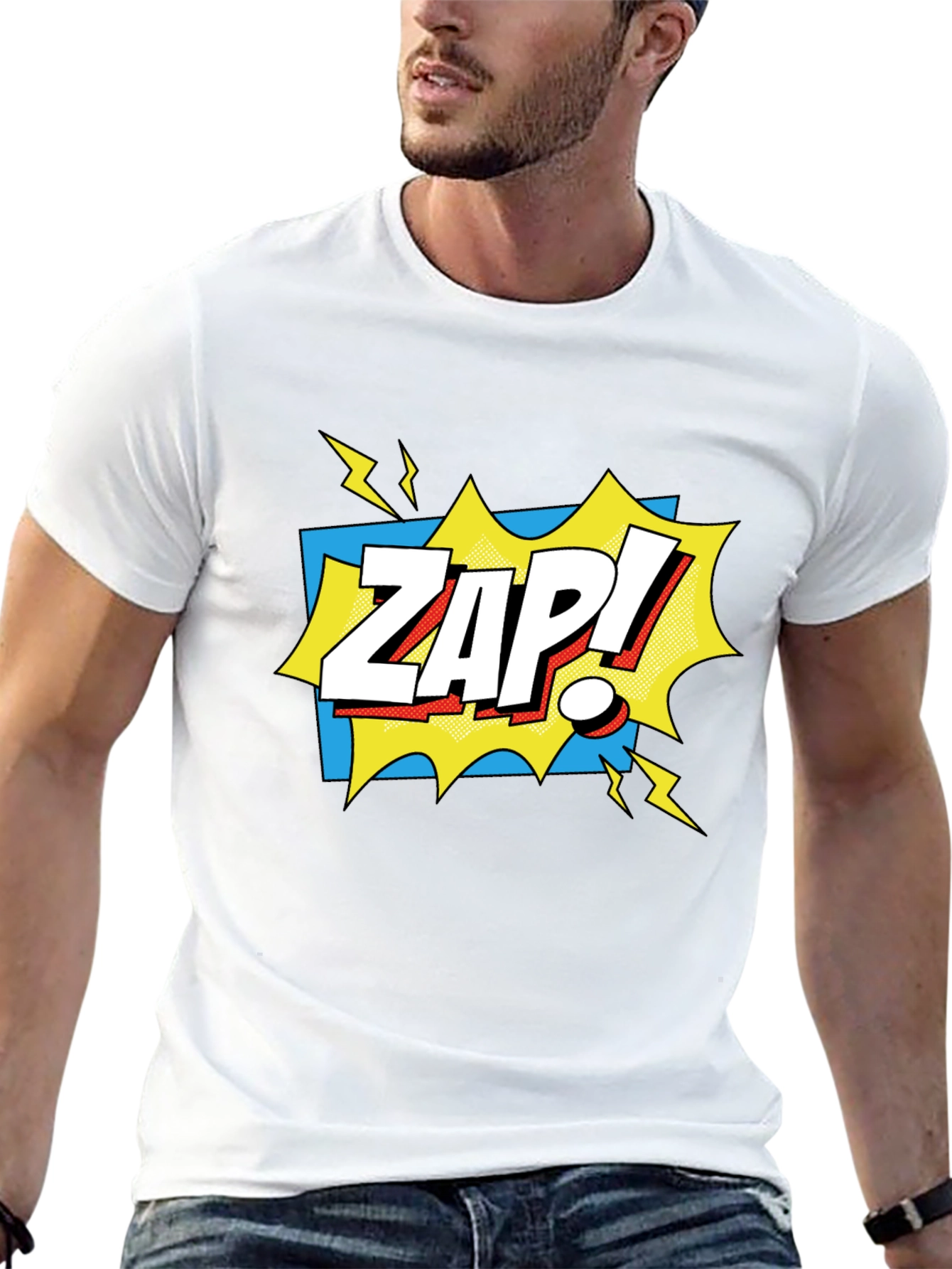 Zap! Graphic Tee - Comic Book Style Black T-Shirt