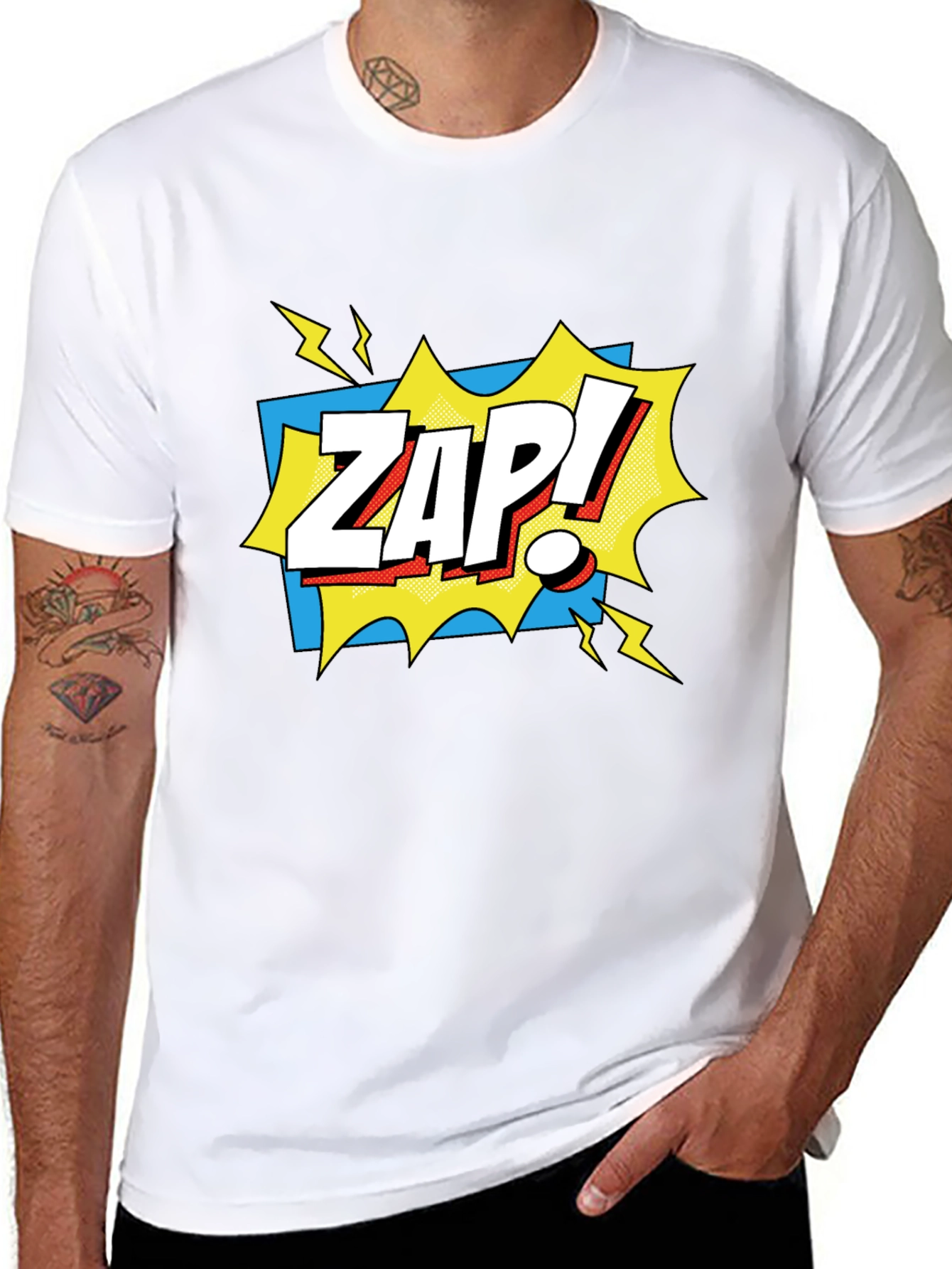Zap! Graphic Tee - Comic Book Style Black T-Shirt
