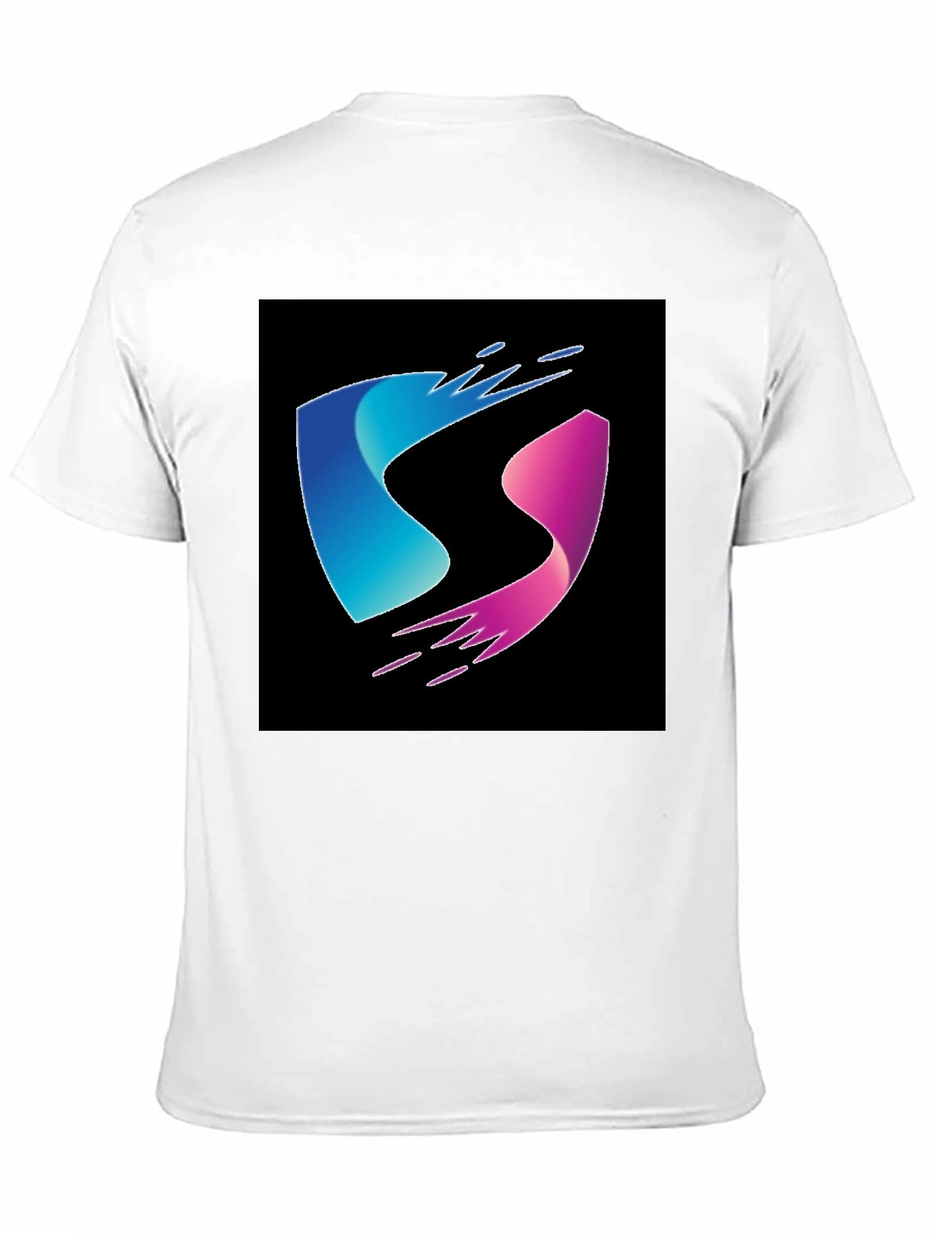 Modern Blue and Pink Wave Design Black T-Shirt