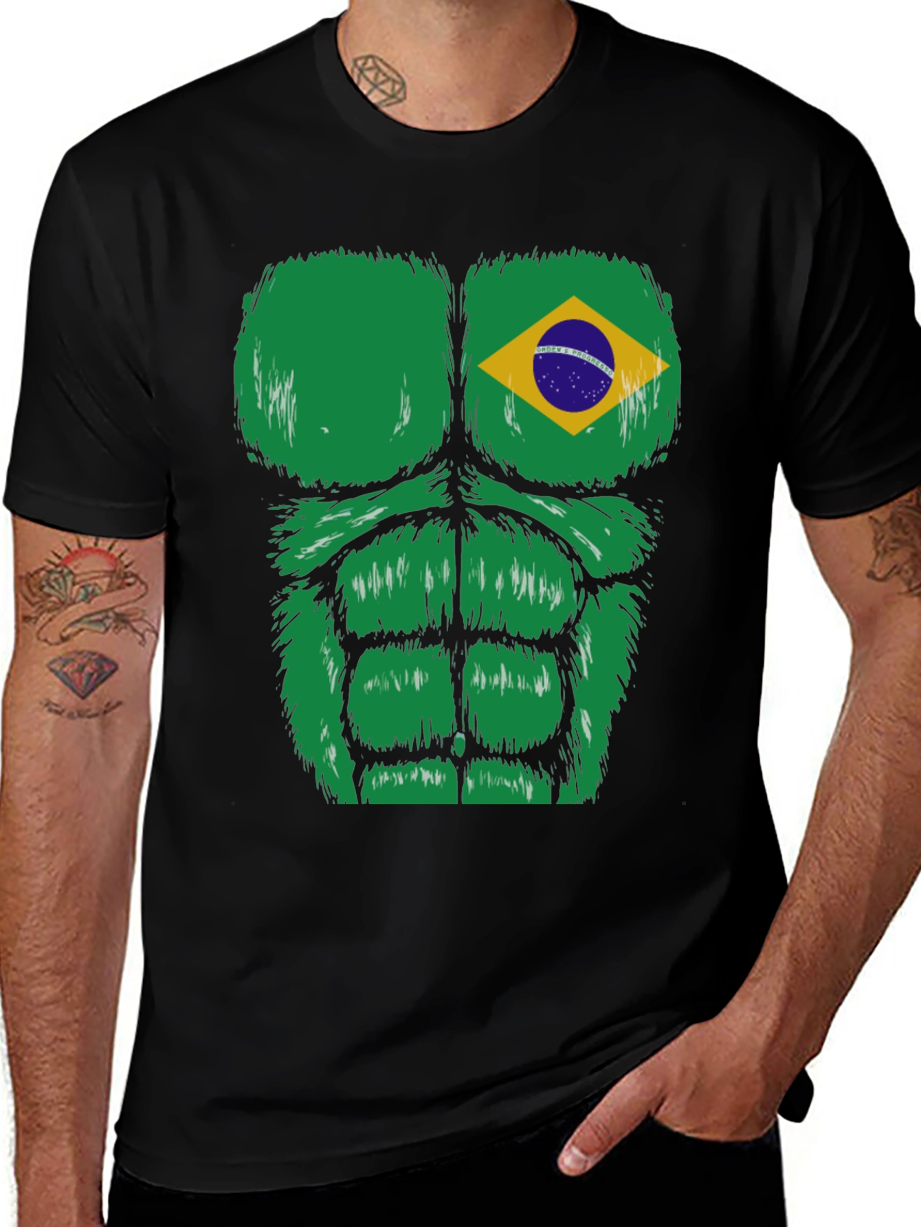 Brazil Flag Bodybuilder T-Shirt