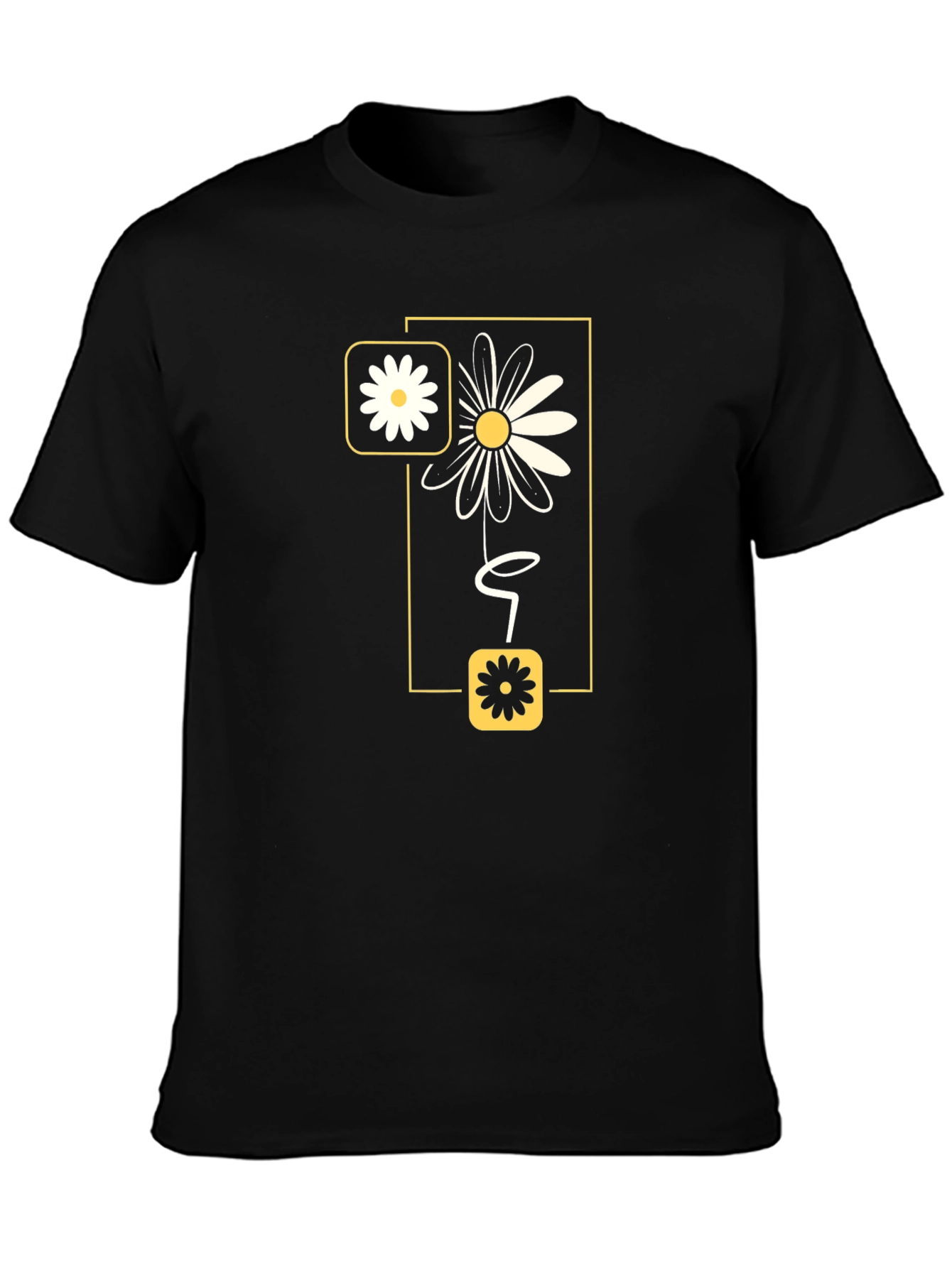 Daisy Graphic Print Mens Black T-Shirt