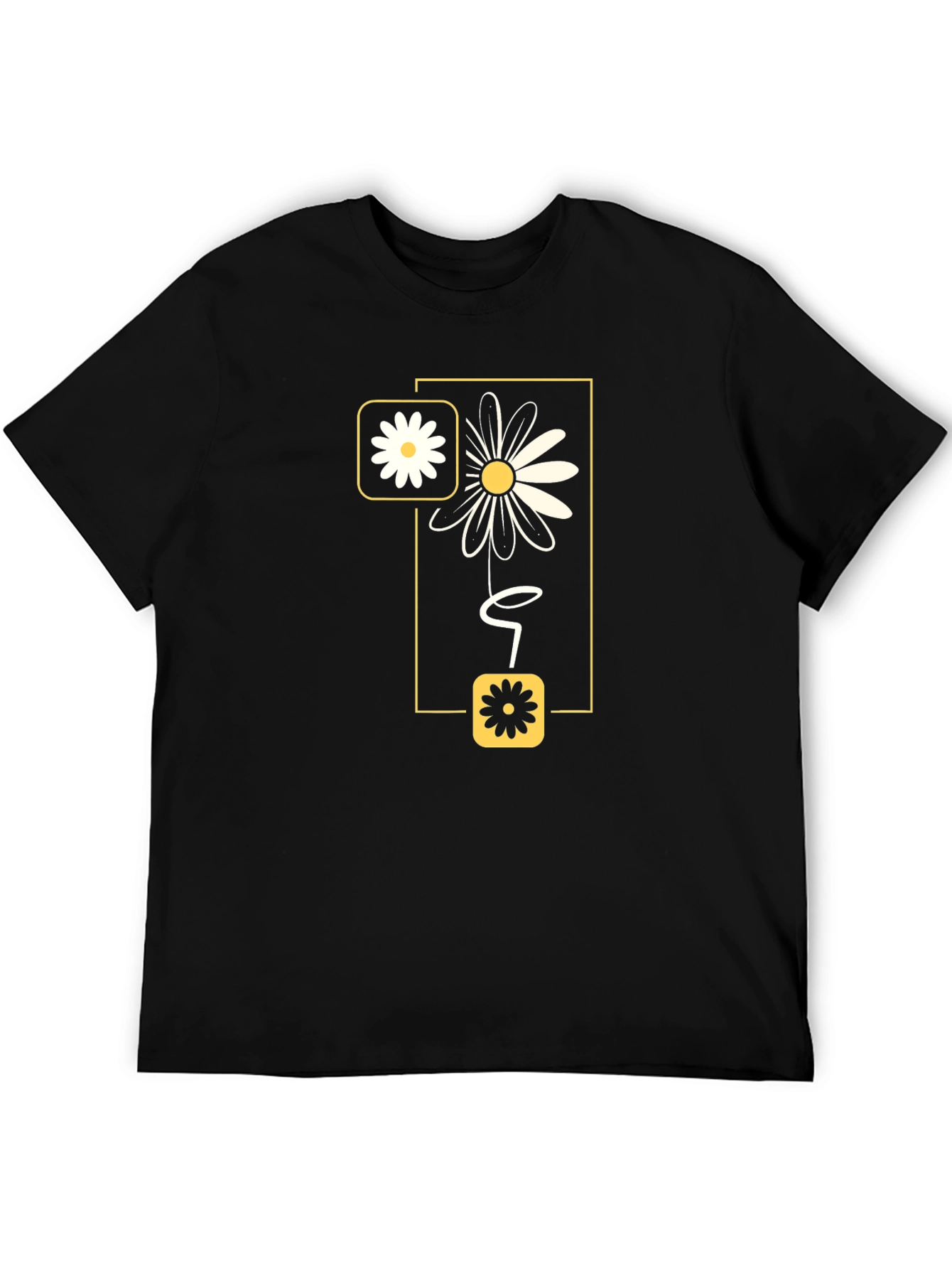 Daisy Graphic Print Mens Black T-Shirt