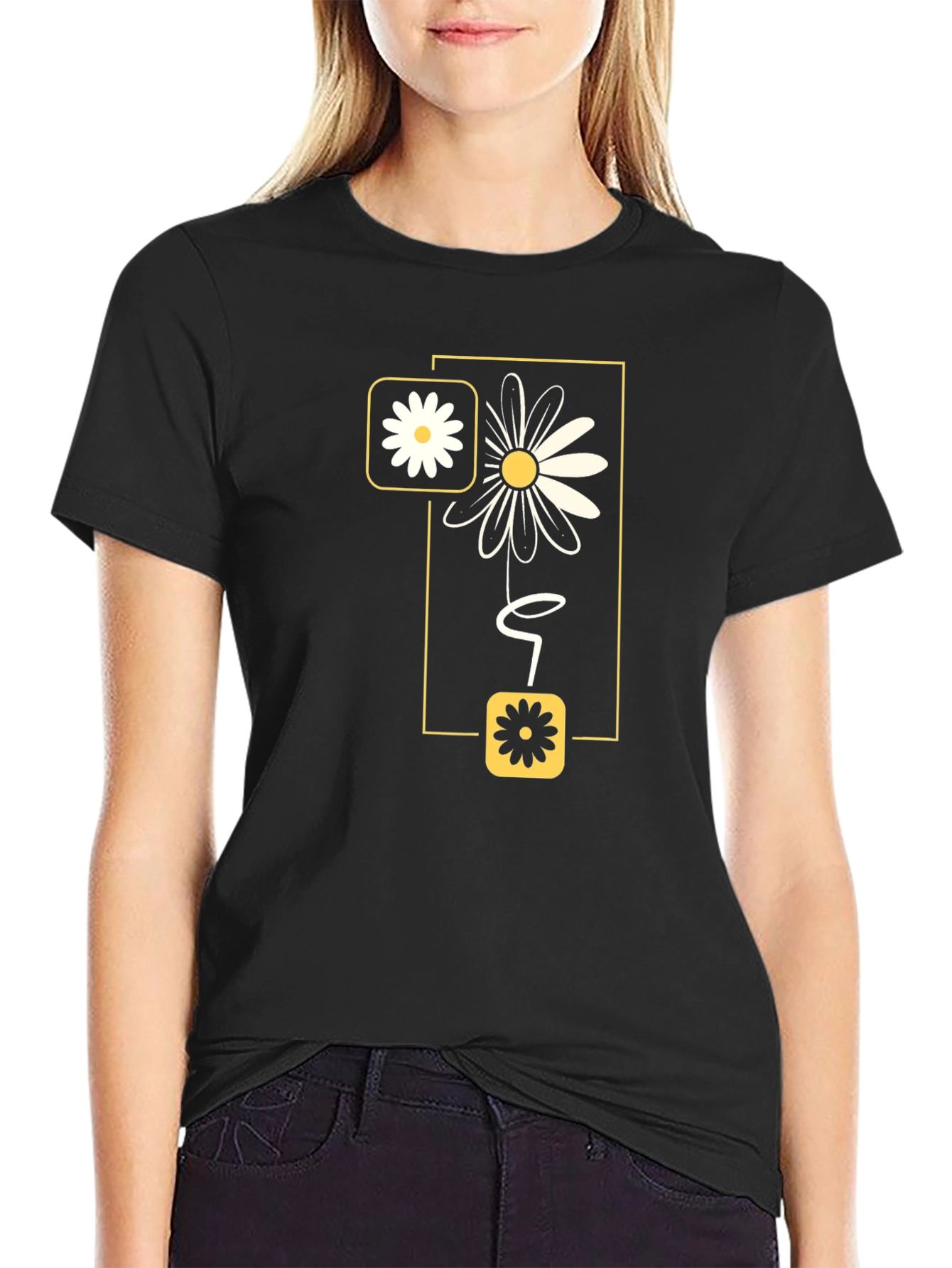 Daisy Graphic Print Mens Black T-Shirt
