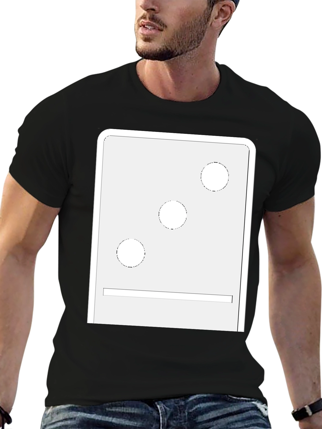 Minimalist Domino Inspired Graphic Tee - Black