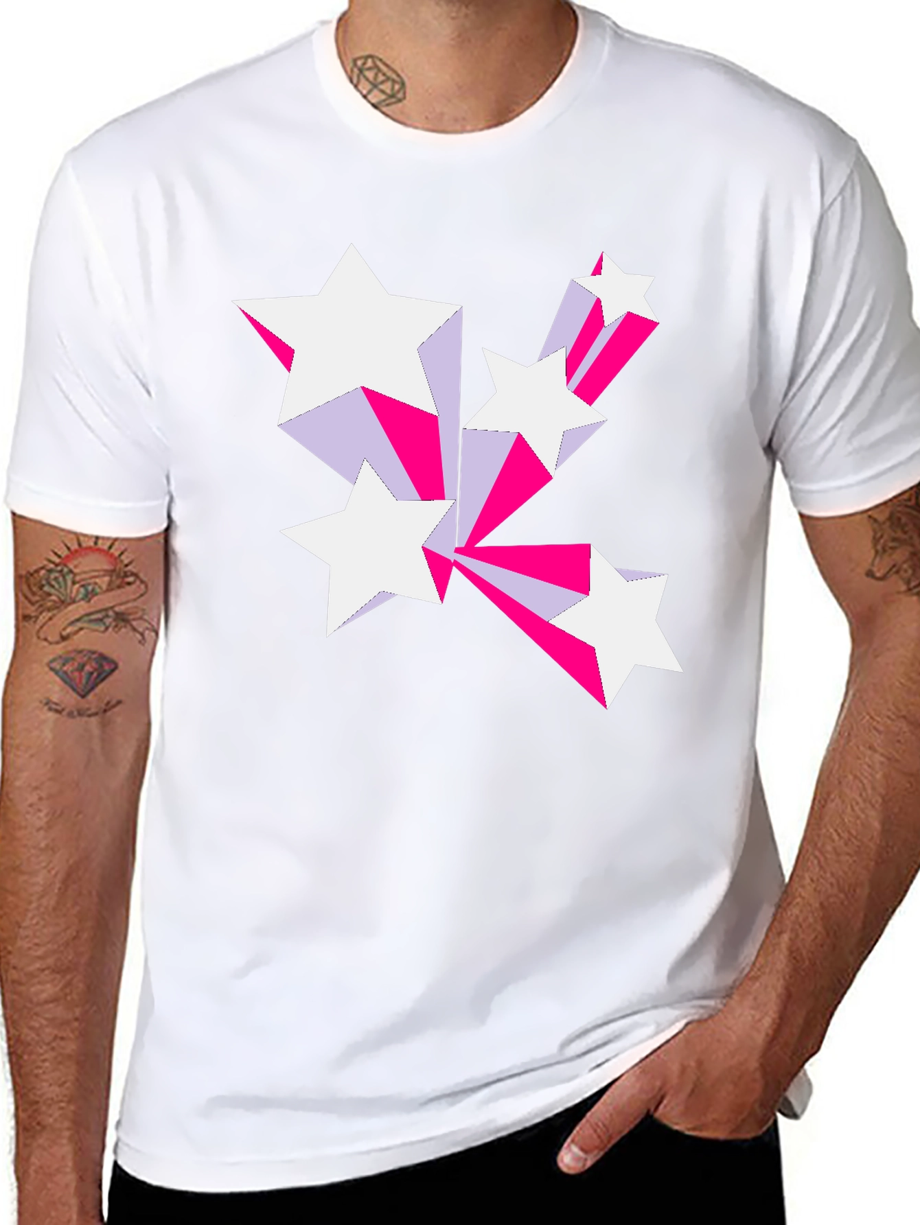Retro Star Burst Graphic Tee - Black Cotton Blend
