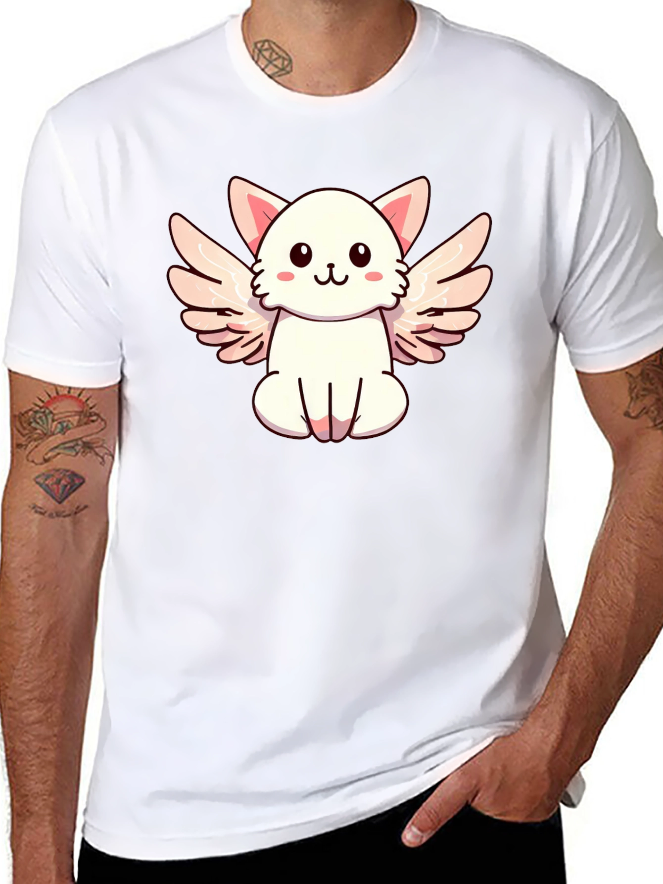 Cute Angel Cat Graphic T-Shirt