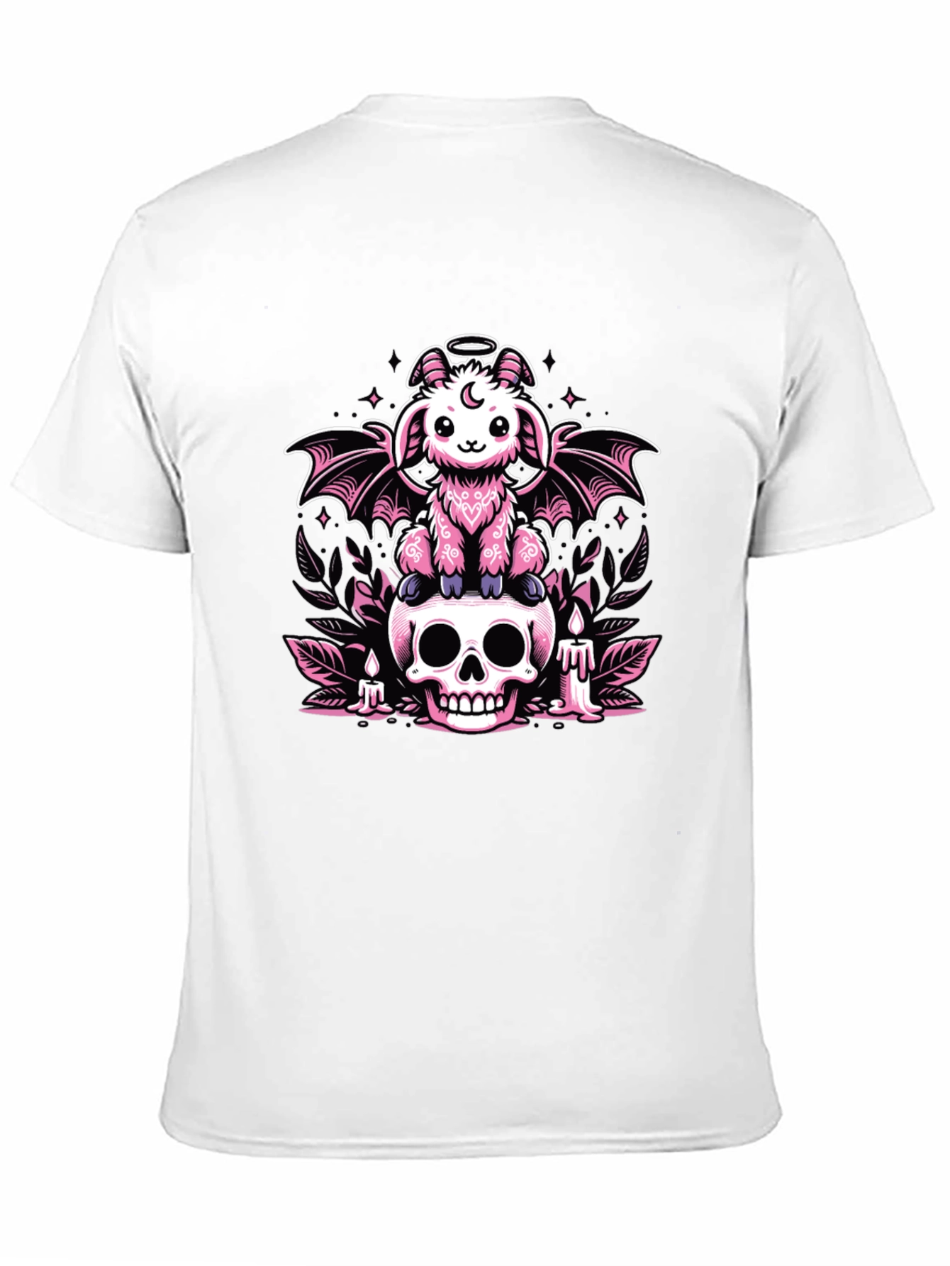 Gothic Pastel Bat Goat on Skull Graphic Tee