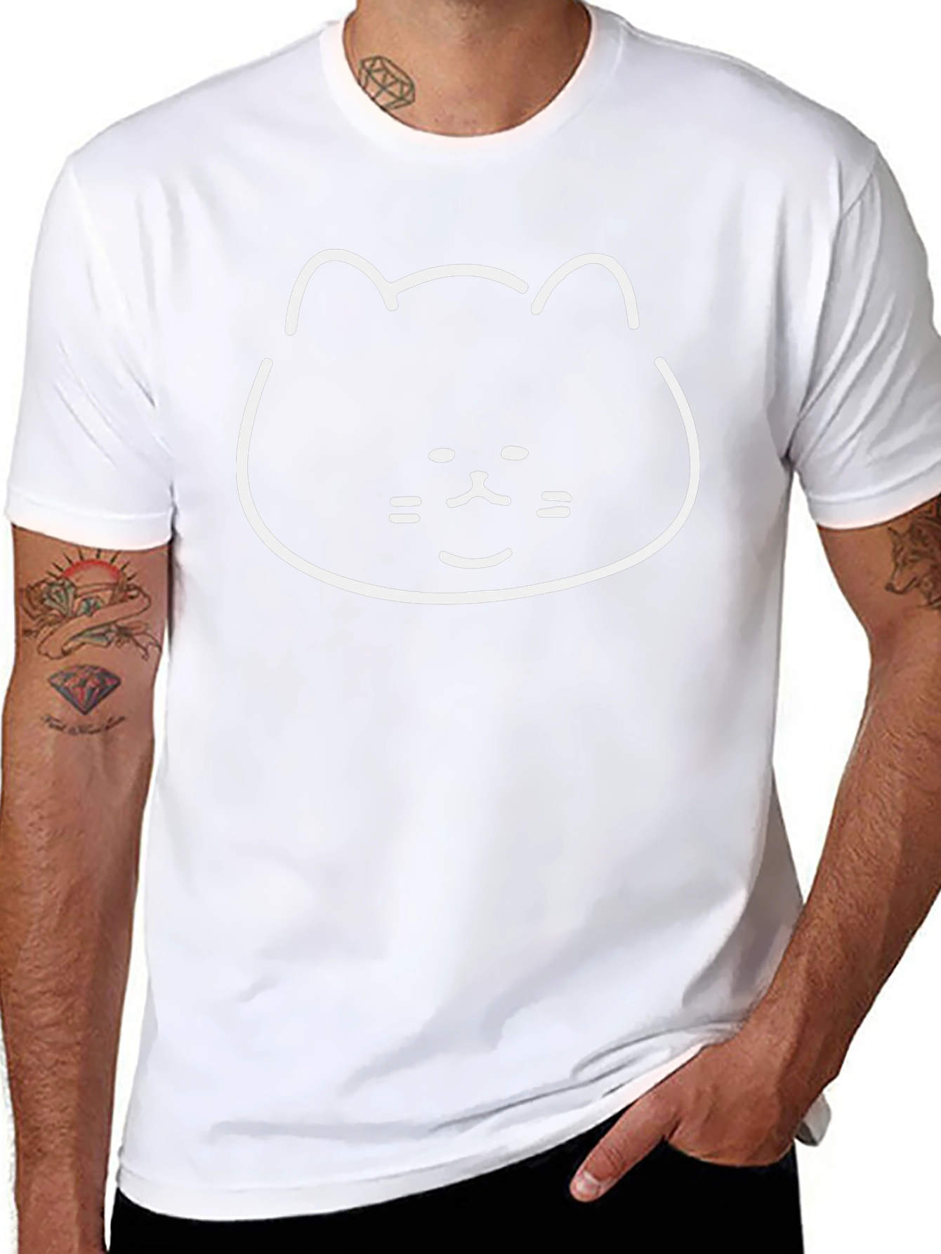 Cute Cat Face Black T-Shirt