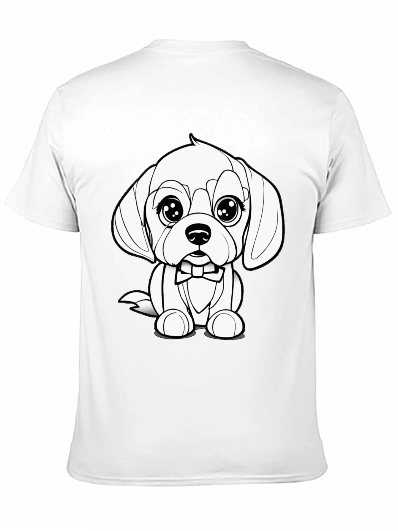 Cute Puppy Bowtie Black T-Shirt