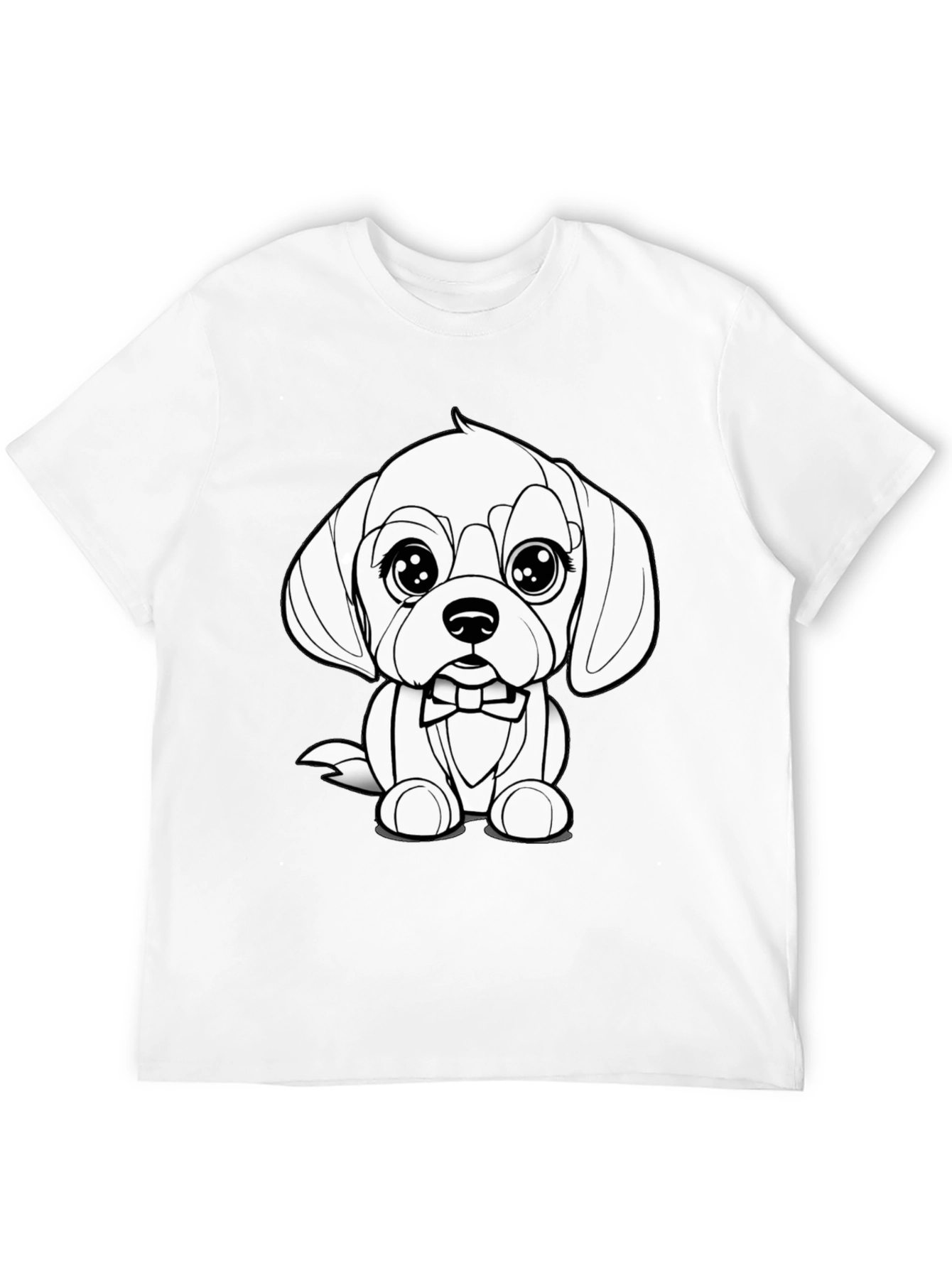 Cute Puppy Bowtie Black T-Shirt