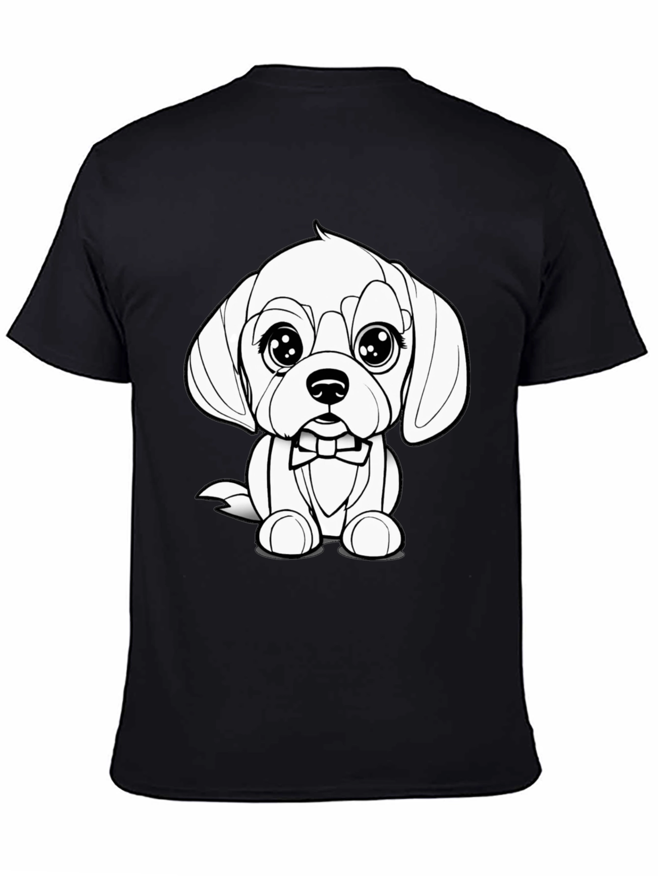 Cute Puppy Bowtie Black T-Shirt