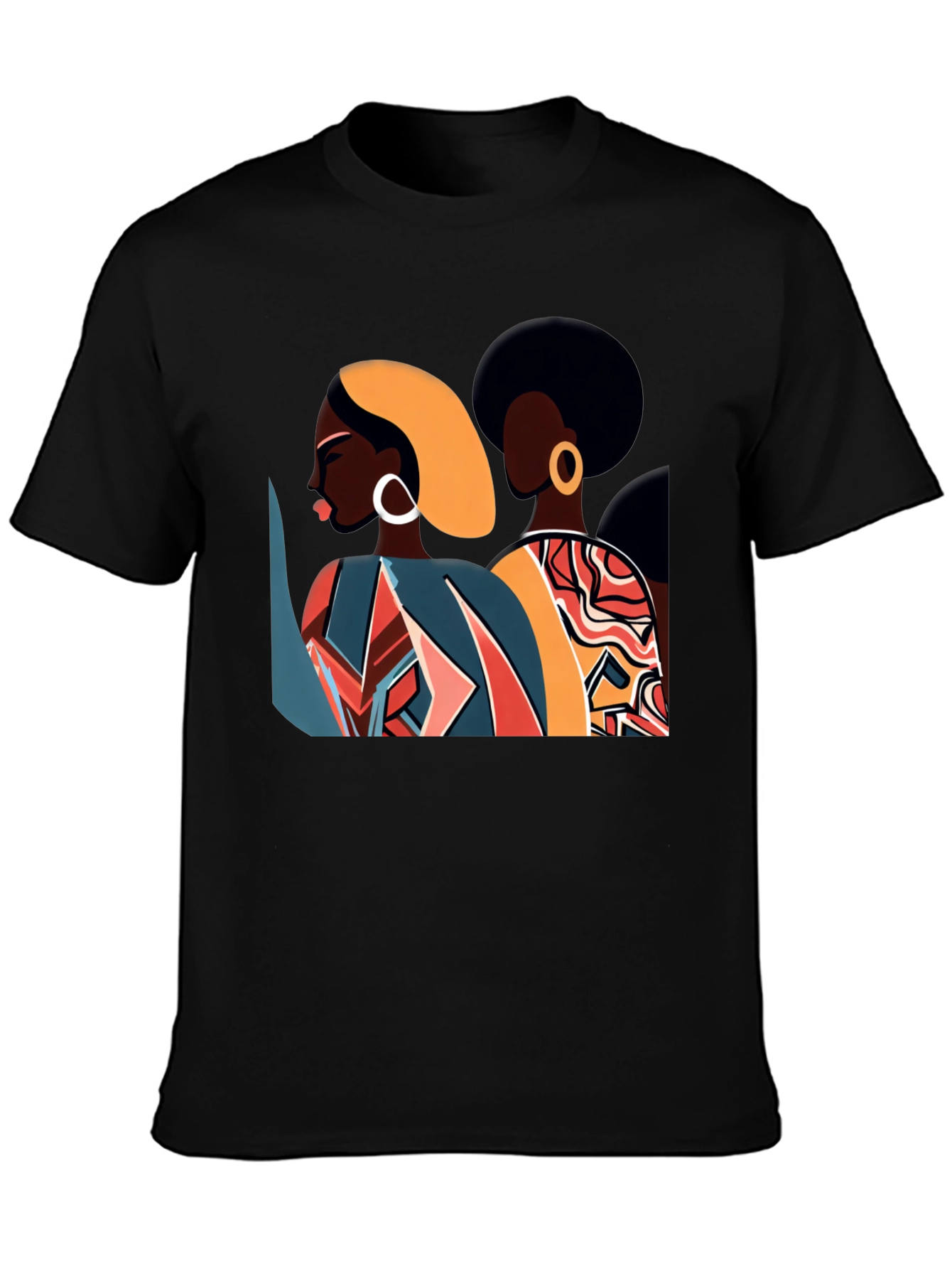 Retro Afro Women Graphic Tee - Stylish Black T-Shirt