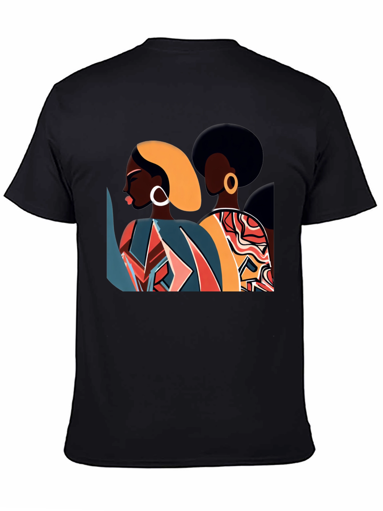 Retro Afro Women Graphic Tee - Stylish Black T-Shirt