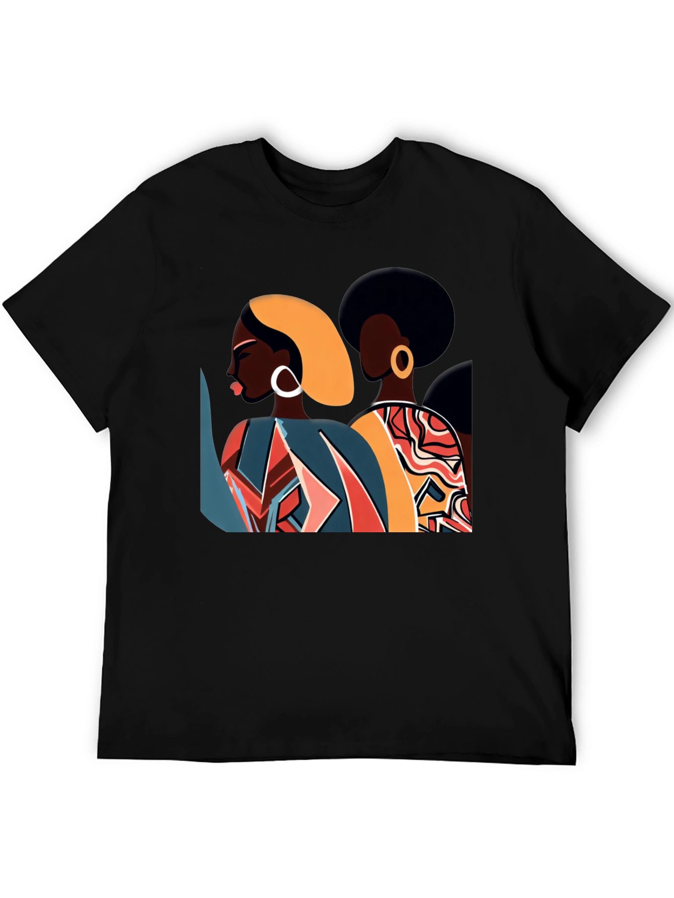 Retro Afro Women Graphic Tee - Stylish Black T-Shirt