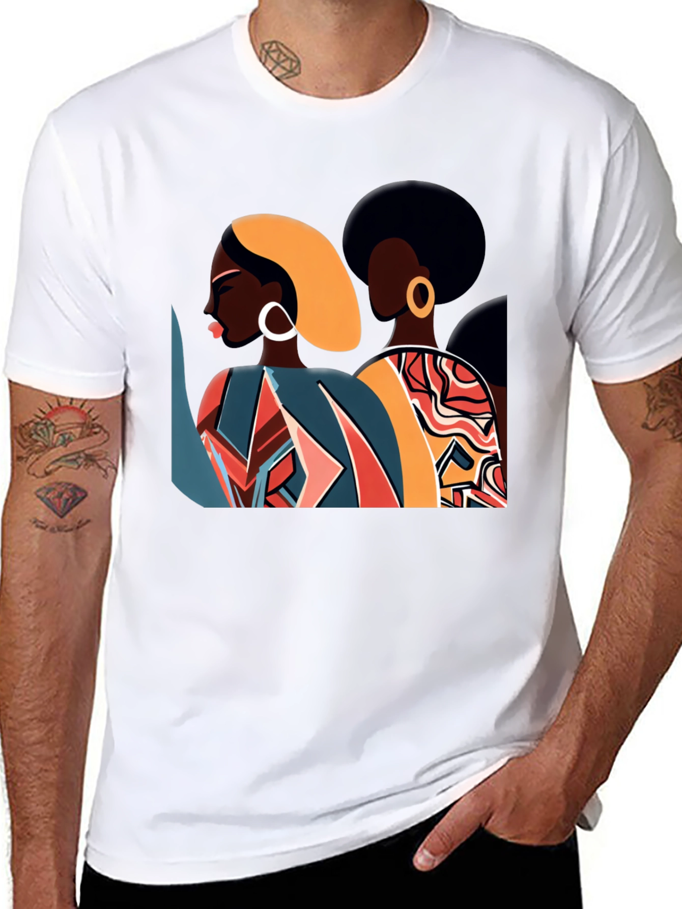 Retro Afro Women Graphic Tee - Stylish Black T-Shirt