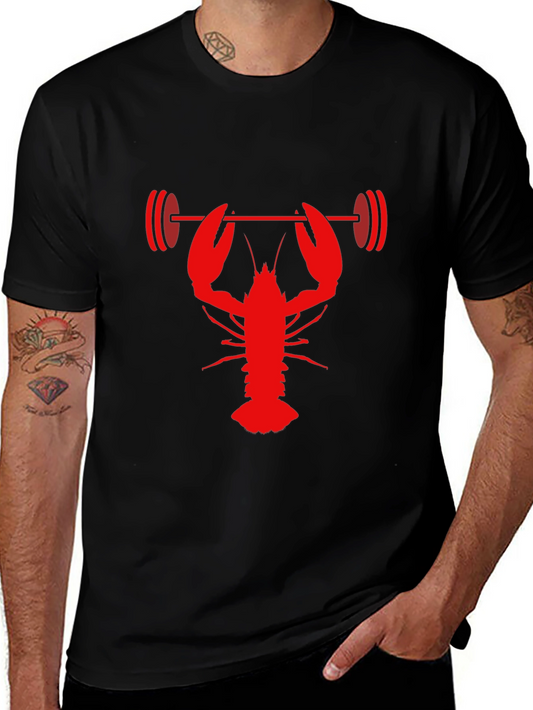 Lobster Lifting Barbell Graphic T-Shirt