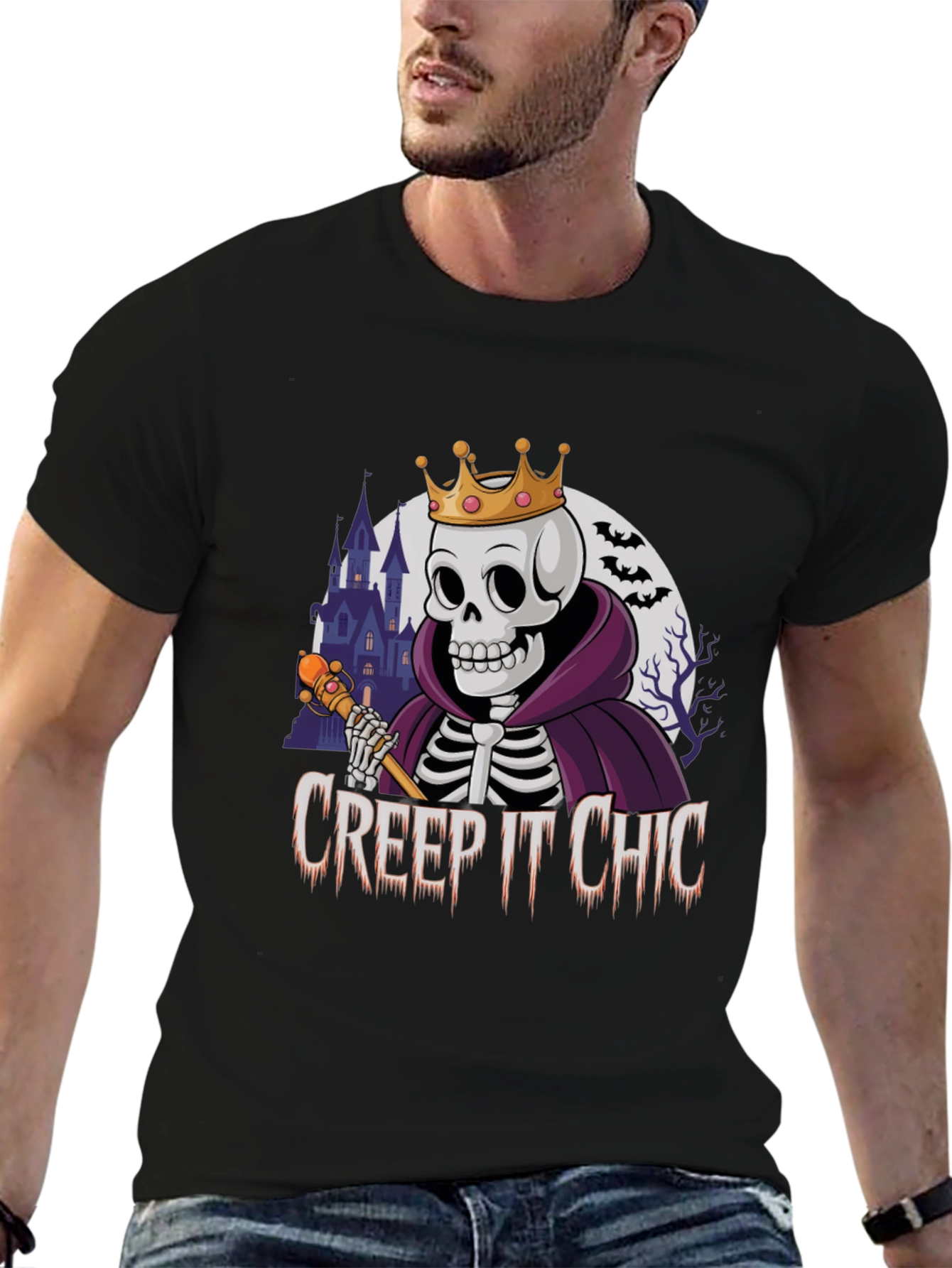 Creep It Chic Skeleton King Halloween T-Shirt